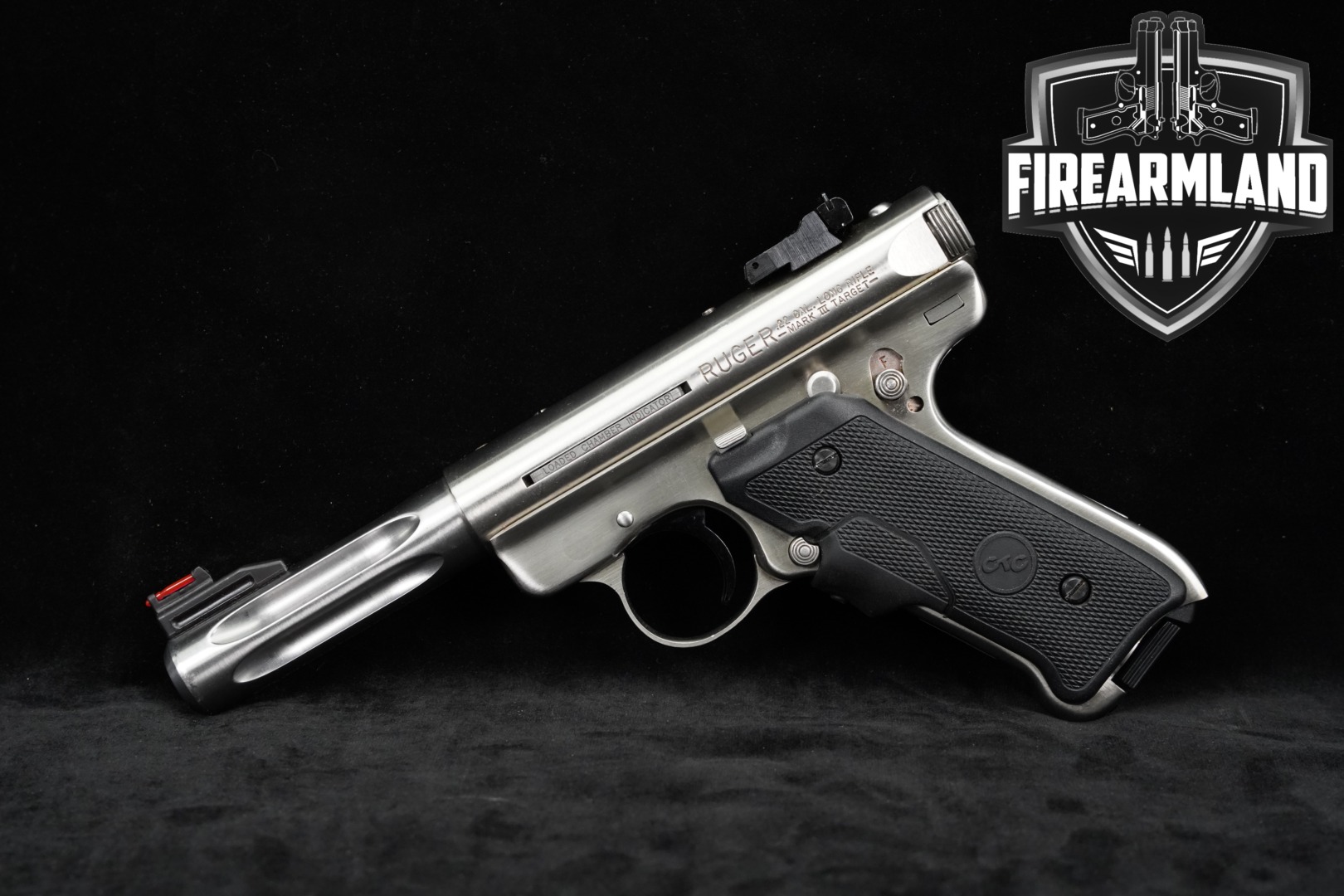 2008 Sturm Ruger Mark III Hunter, Crimson Trace Lasergrips Package .22 LR Satin Stainless in Good Condition Thumbnail