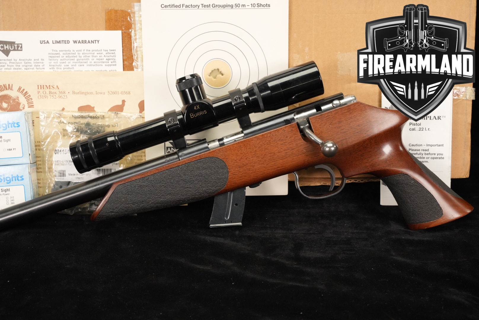 Anschutz Exemplar 22LR 10" WEST GERMAN +3 MAGS, ORIG BOX, BURRIS SCOPE-img-0