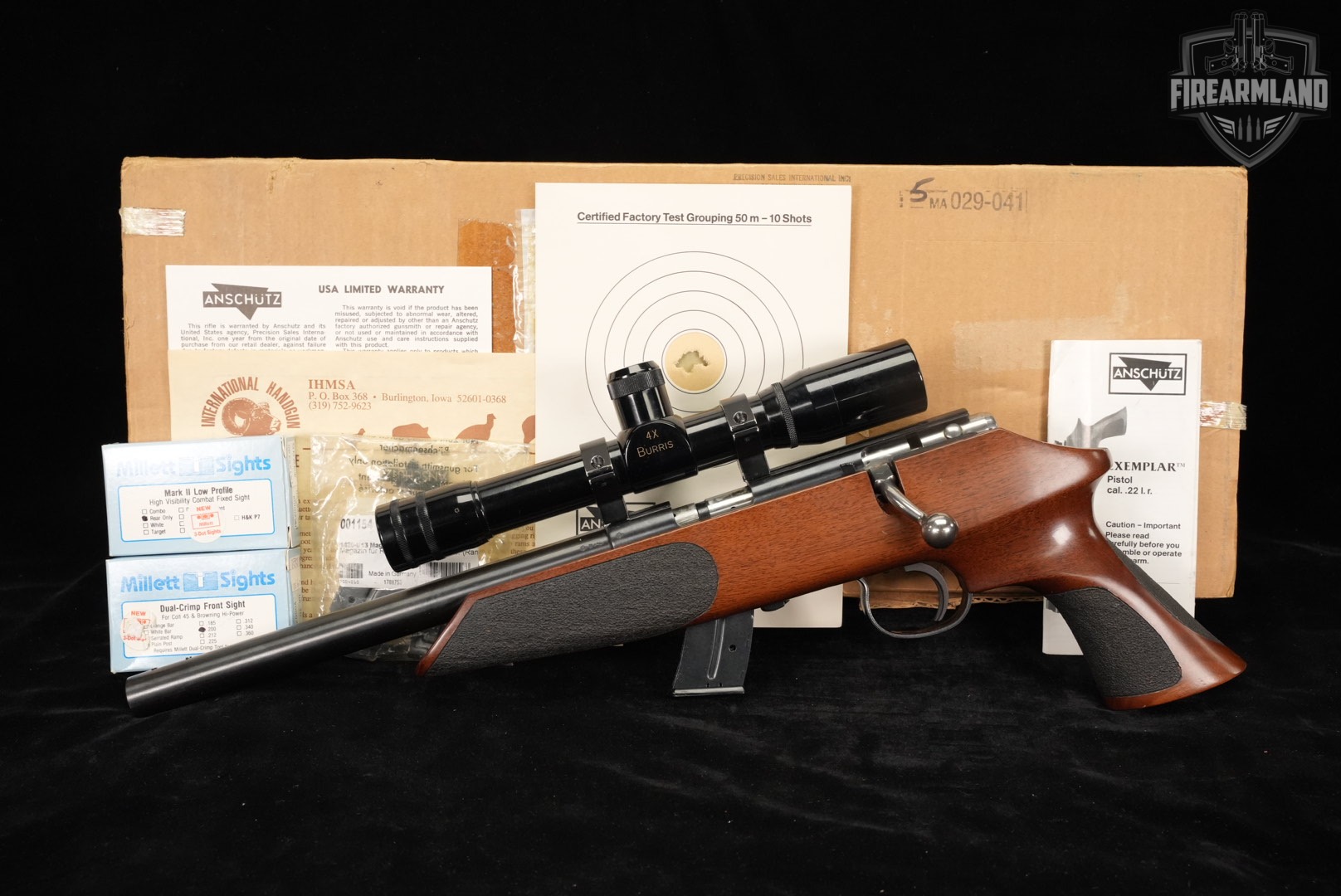 Anschutz Exemplar 22LR 10" WEST GERMAN +3 MAGS, ORIG BOX, BURRIS SCOPE-img-3