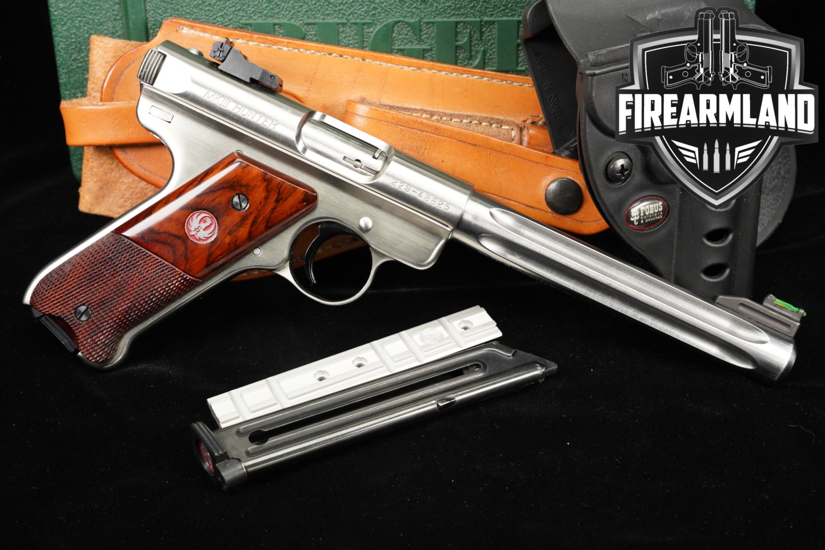 2008 Ruger Mark III Hunter 22LR 6.88" Stainless MK 3 +2 MAGS & ORIG CASE-img-0