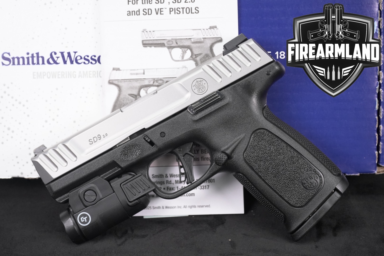 Smith & Wesson SD9 2.0 S&W Two-Tone 9mm 4" +ORIG BOX, CRIMSON TRACE LIGHT