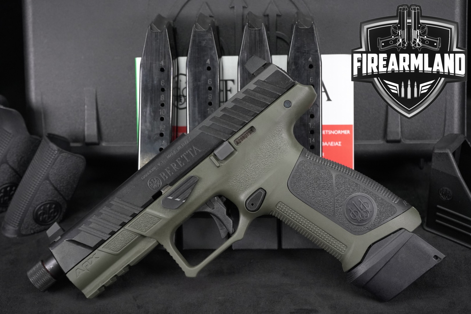 Beretta APX A1 Full Size Tactical 9mm Luger Two-Tone Aqua Tech Shield in Very Good Condition Thumbnail