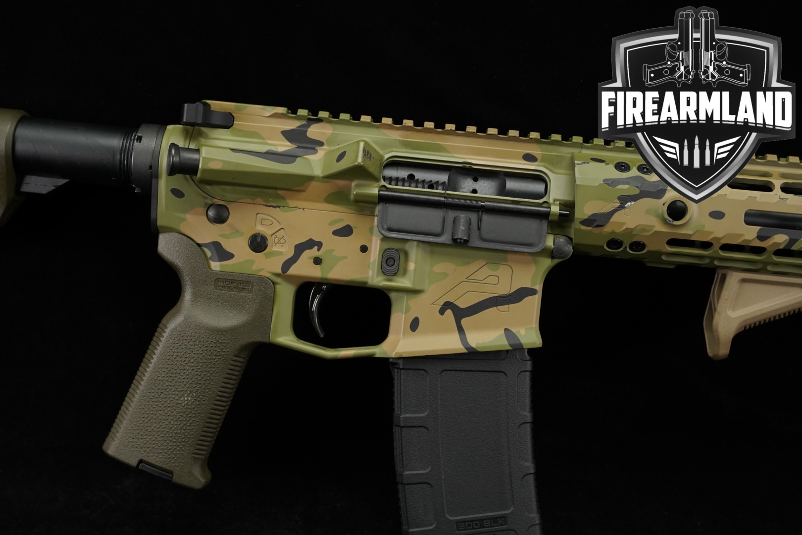Aero Precision M4E1 .300 AAC Blackout (7.62x35mm) Camo Cerakote & OD Green in Good Condition Thumbnail