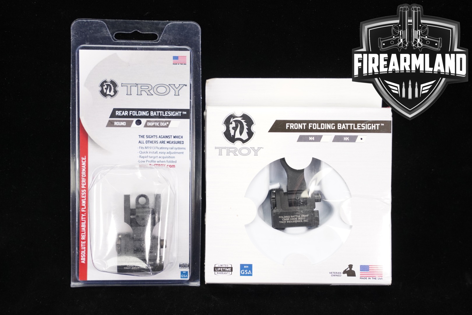 Troy Industries Folding Battle Sights with HK Style Front Sight in Excellent Condition Thumbnail