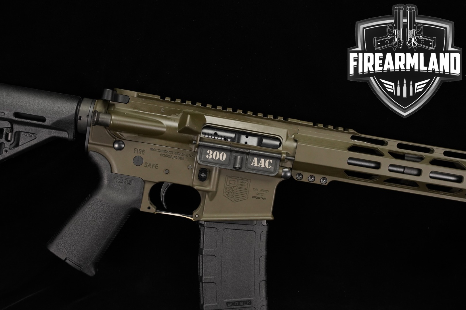 Diamondback (DB) DB15 .300 AAC Blackout (7.62x35mm) Green Cerakote & Black in Very Good Condition Thumbnail
