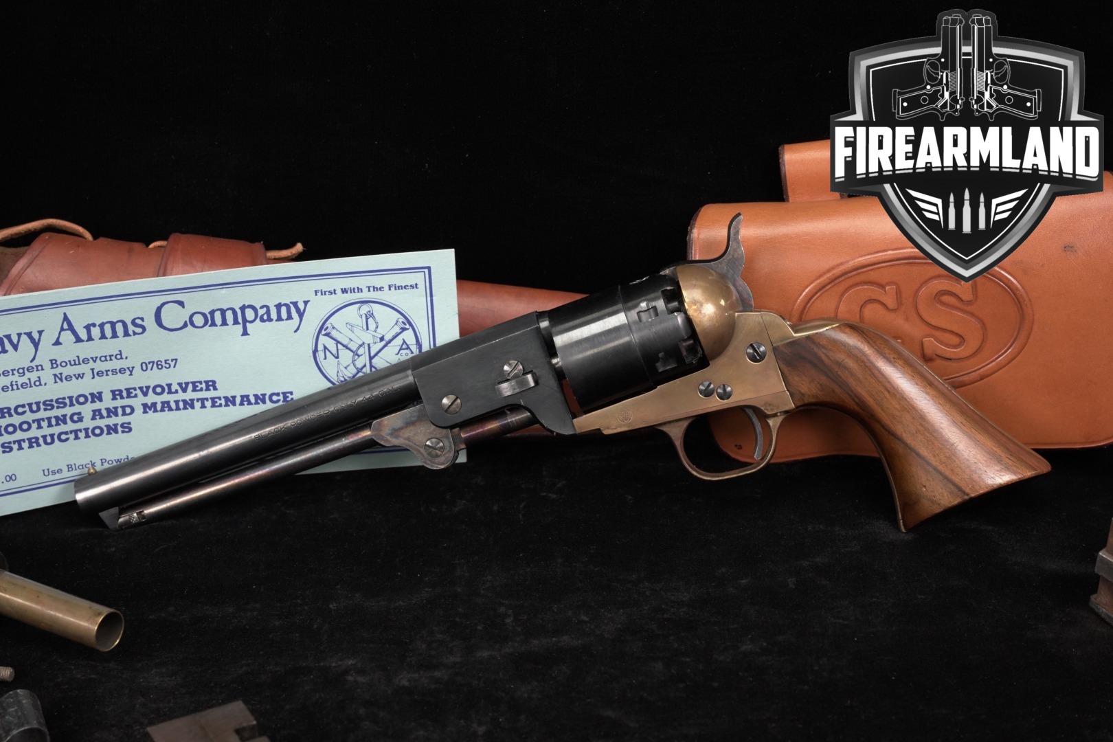 1982 A Uberti 1851 Navy 44 BPM 7.5" Blued & Brass ITALY +HOLSTER-img-0