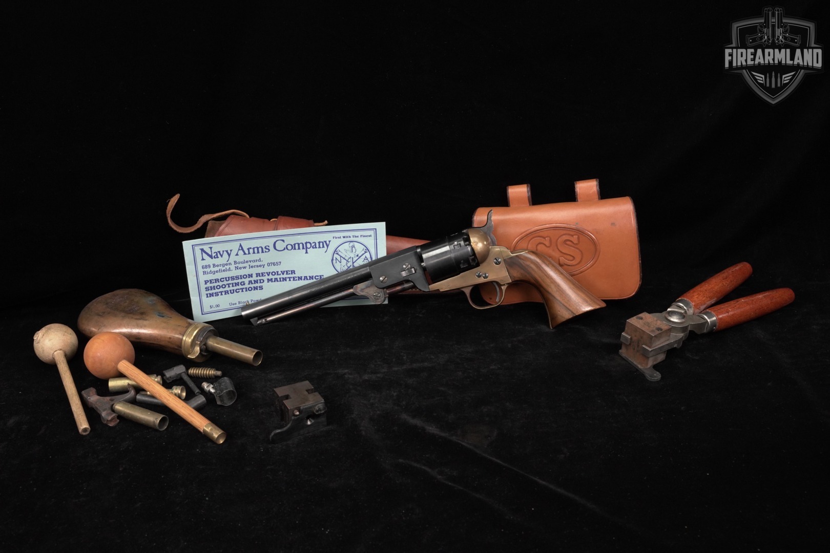 1982 A Uberti 1851 Navy 44 BPM 7.5" Blued & Brass ITALY +HOLSTER-img-2