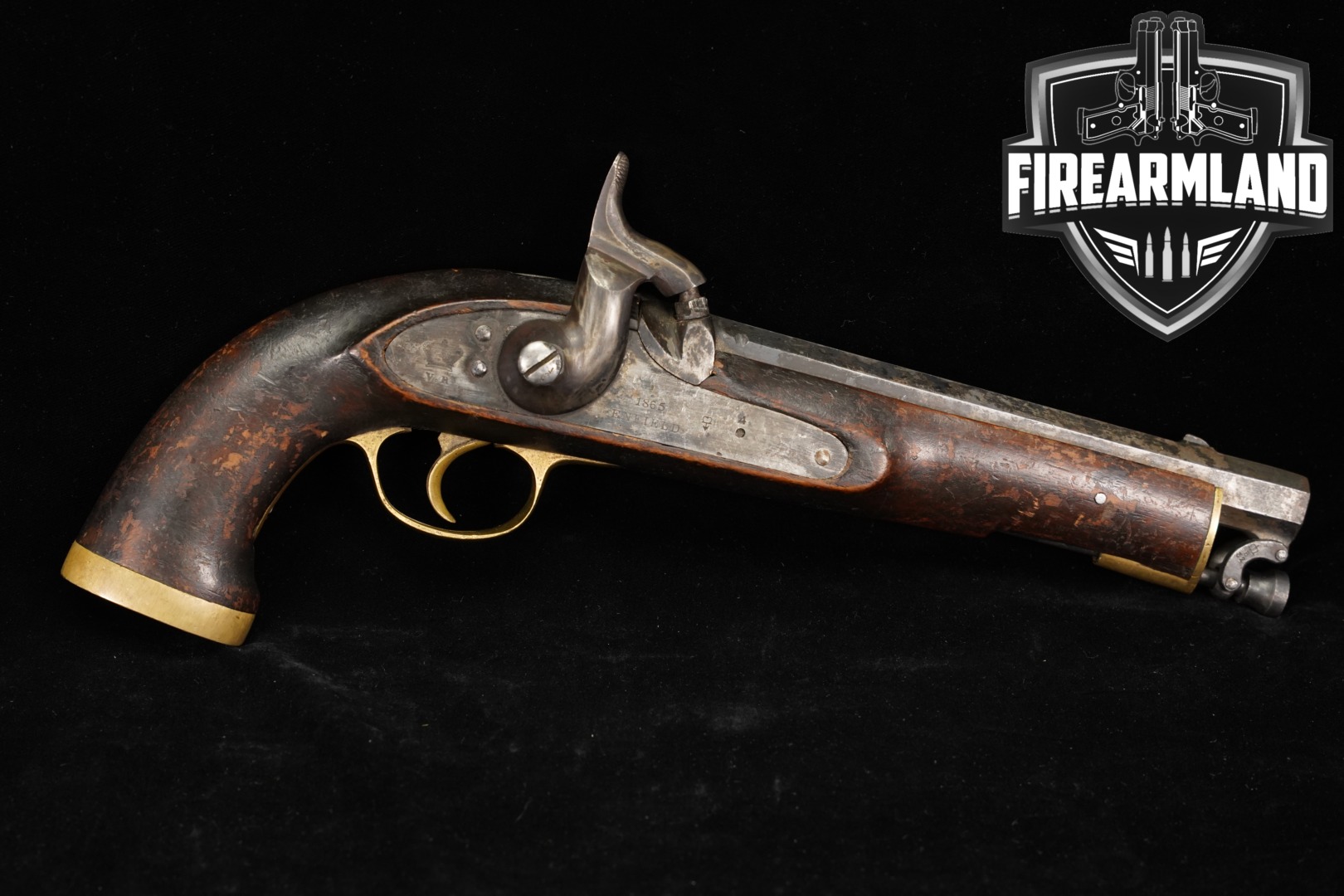 Royal Small Arms Factory (RSAF) Cavalry Percussion Pistol .65 caliber Blued & Hardwood in Fair Condition Thumbnail
