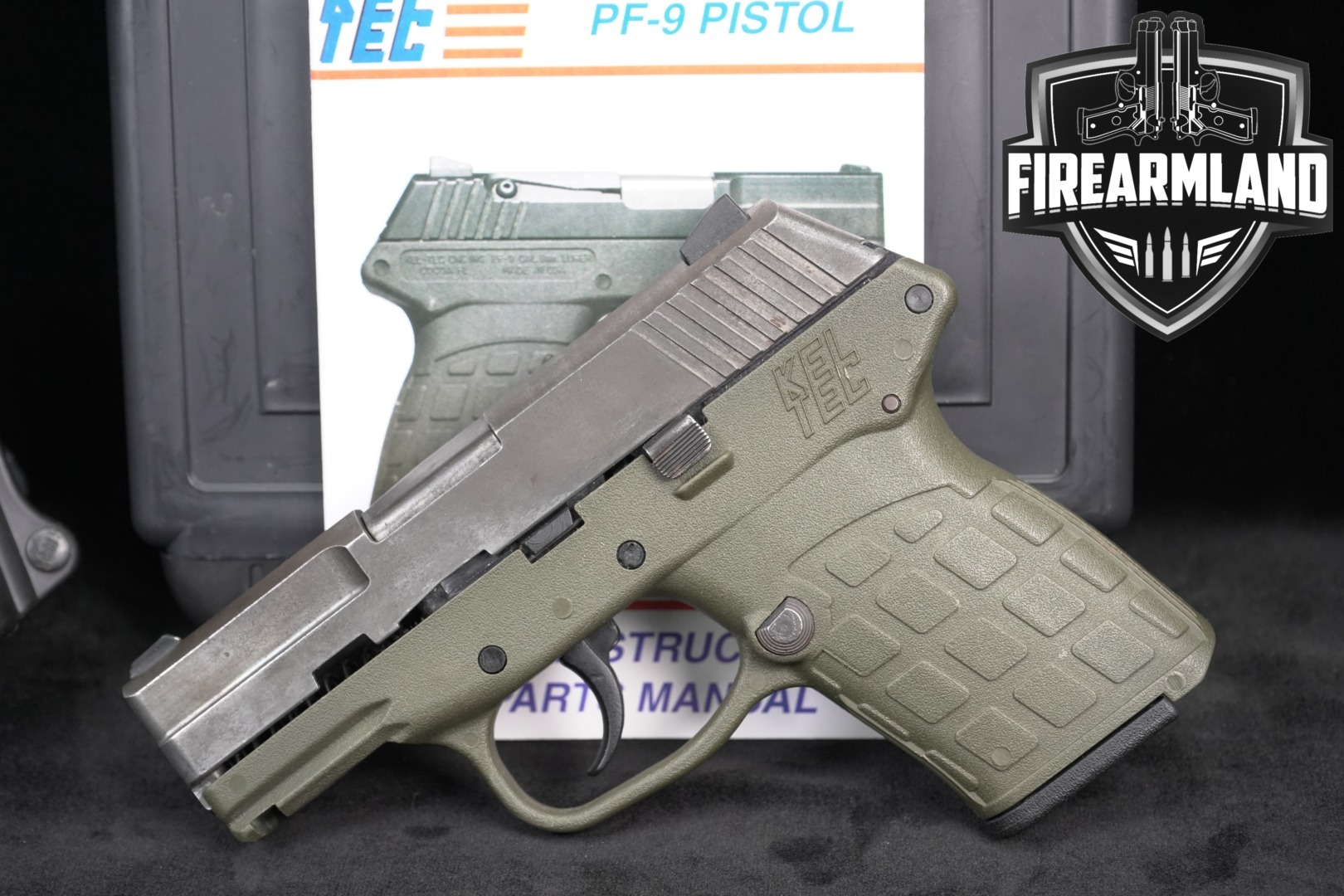 Kel-Tec PF-9 9mm Luger Two-Tone Silver & OD Green in Fair Condition Thumbnail