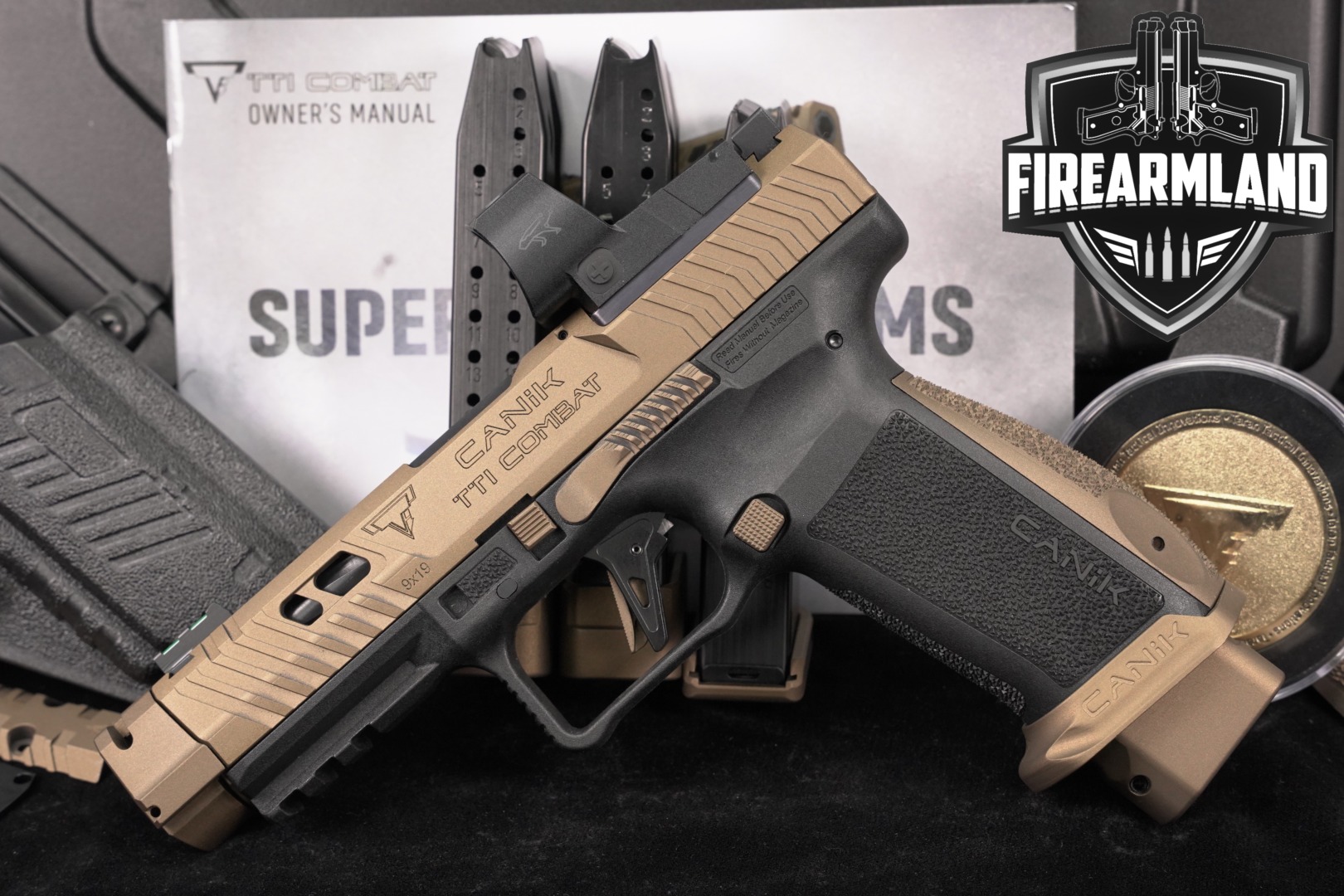 Canik TTI Combat 9mm CERAKOTE COMP +4 MAGS, ORIG CASE, MECANIK OPTICS-img-0