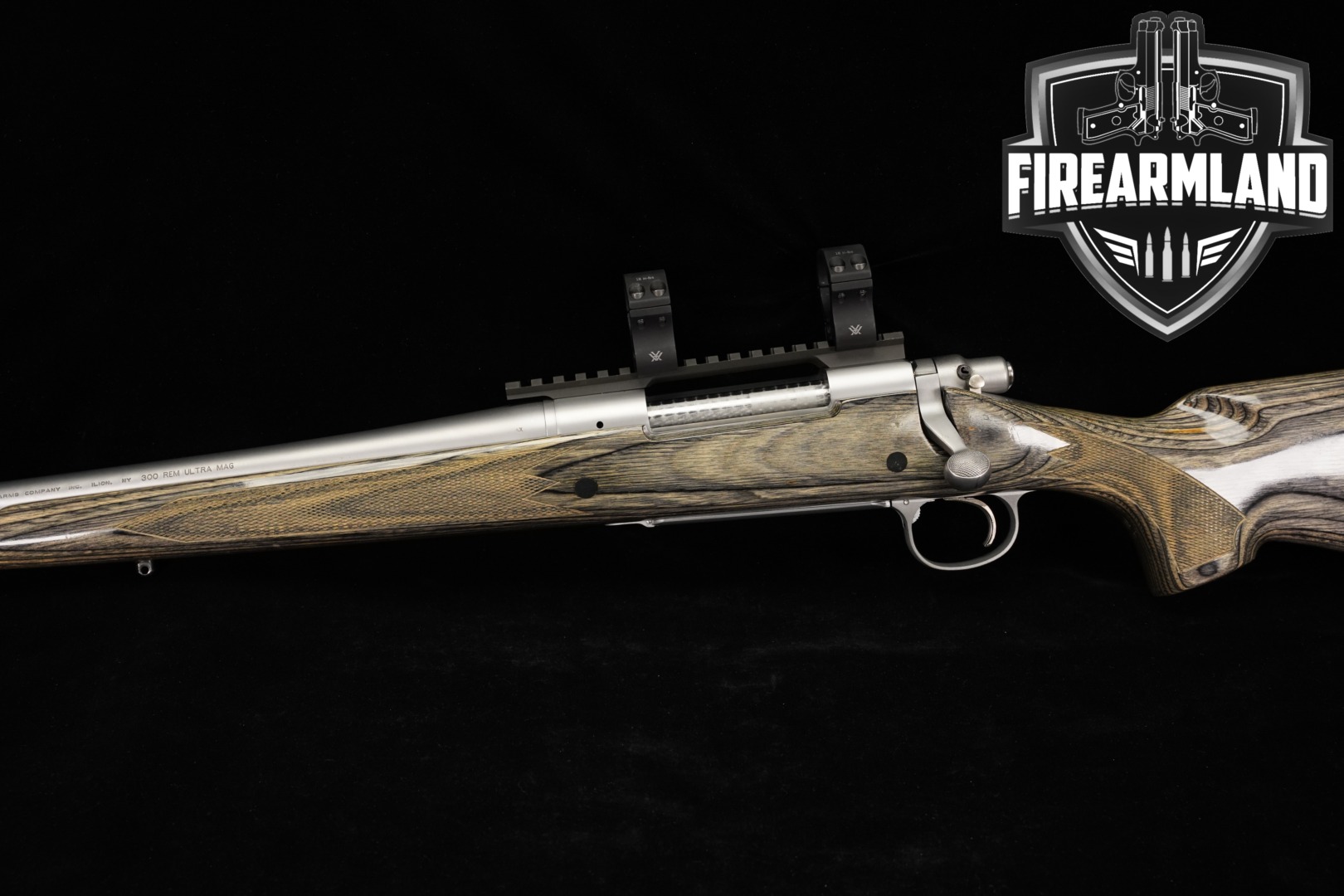 Remington Model 700 LH .300 Rem. Ultra Mag. Stainless & Laminated Wood in Very Good Condition Thumbnail