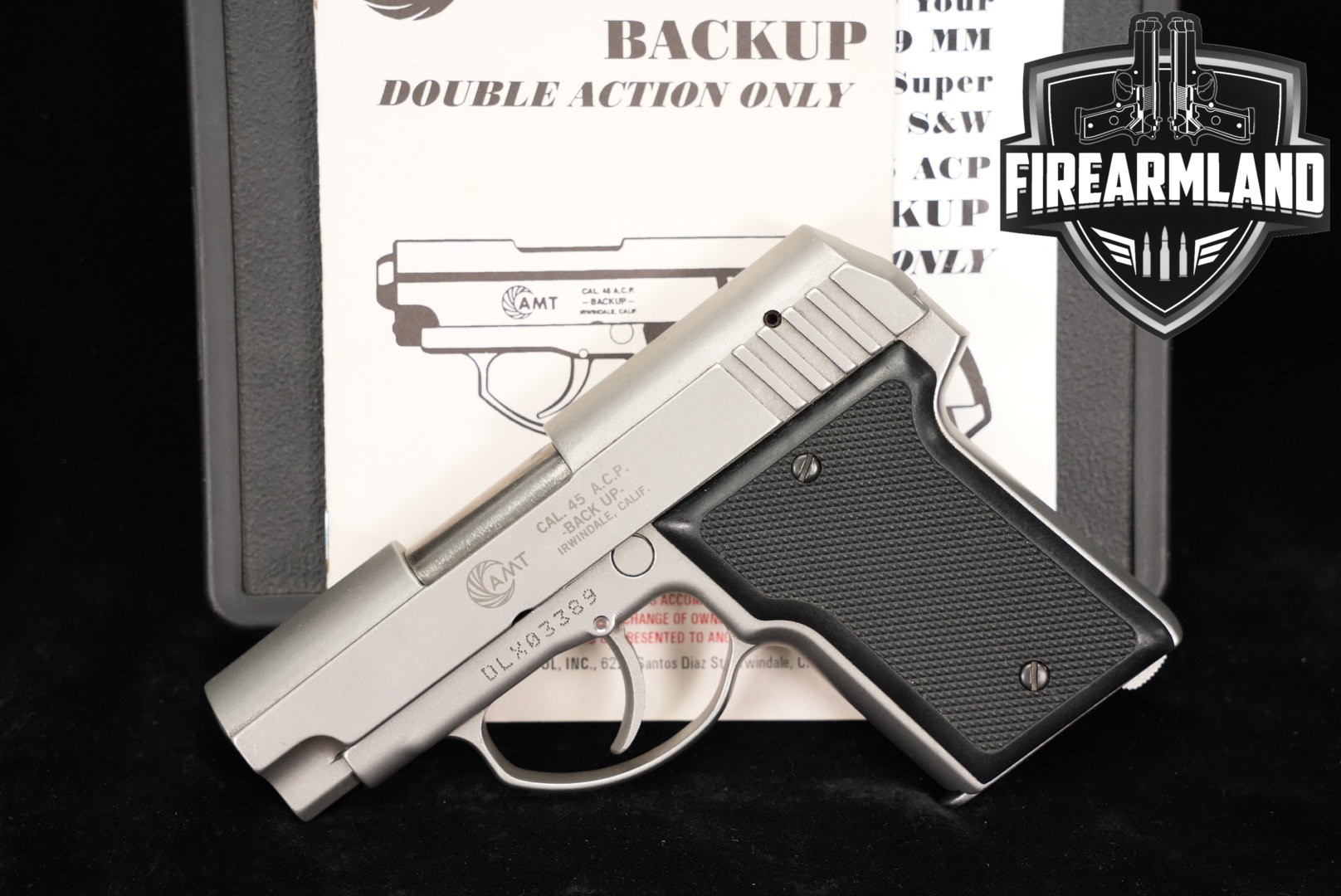 AMT Backup DOUBLE ACTION ONLY 45 ACP 3" Stainless +ORIG CASE-img-0