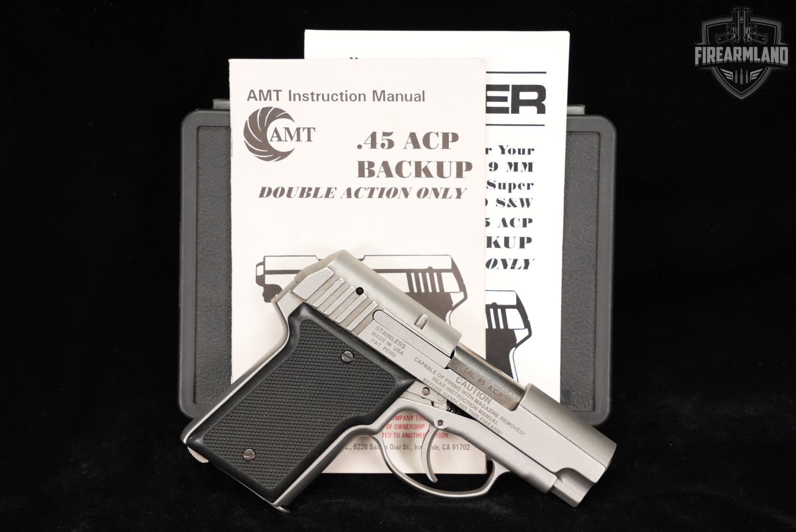 AMT Backup DOUBLE ACTION ONLY 45 ACP 3" Stainless +ORIG CASE-img-2