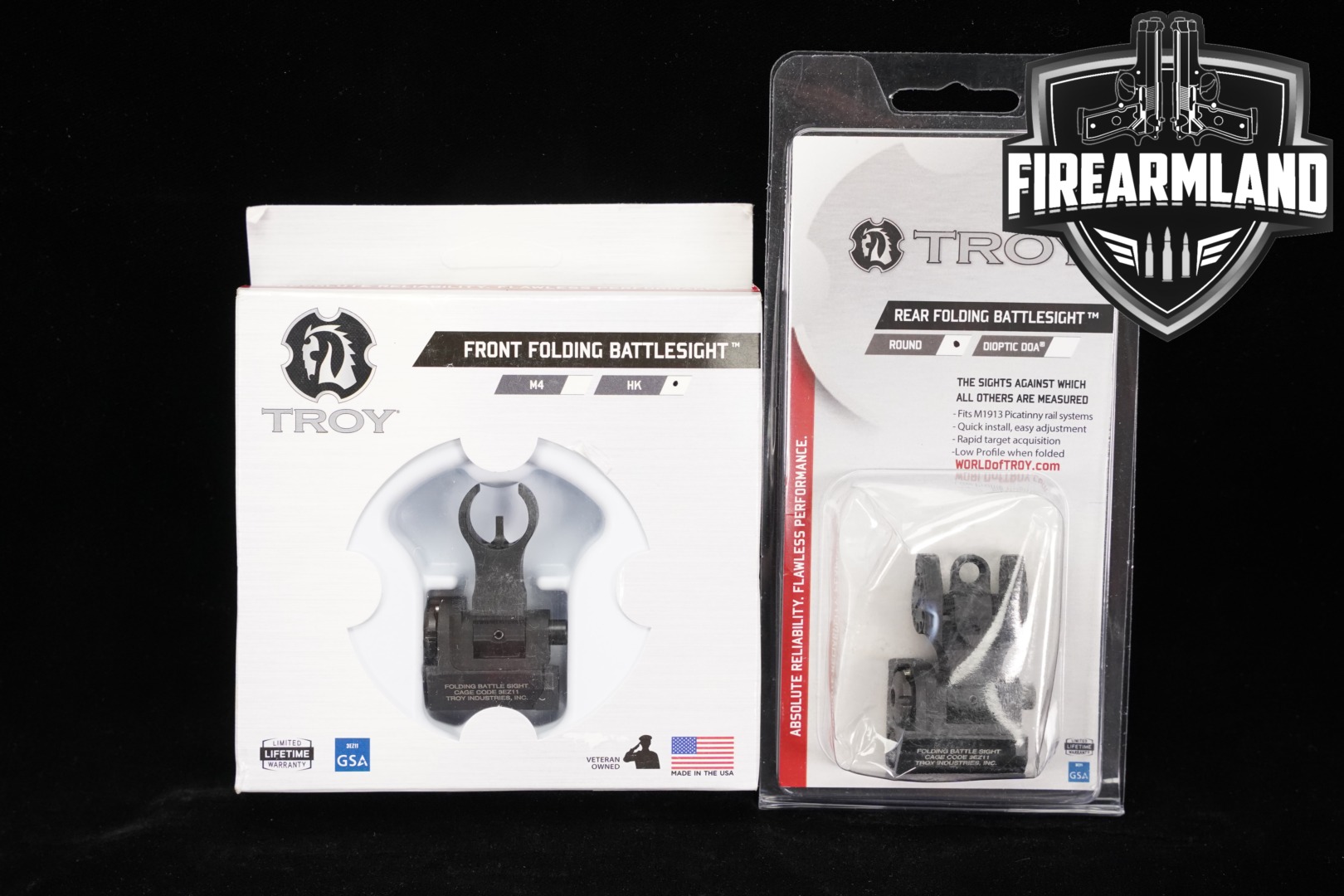 Troy Industries Folding Battle Sights with HK Style Front in Excellent Condition Thumbnail