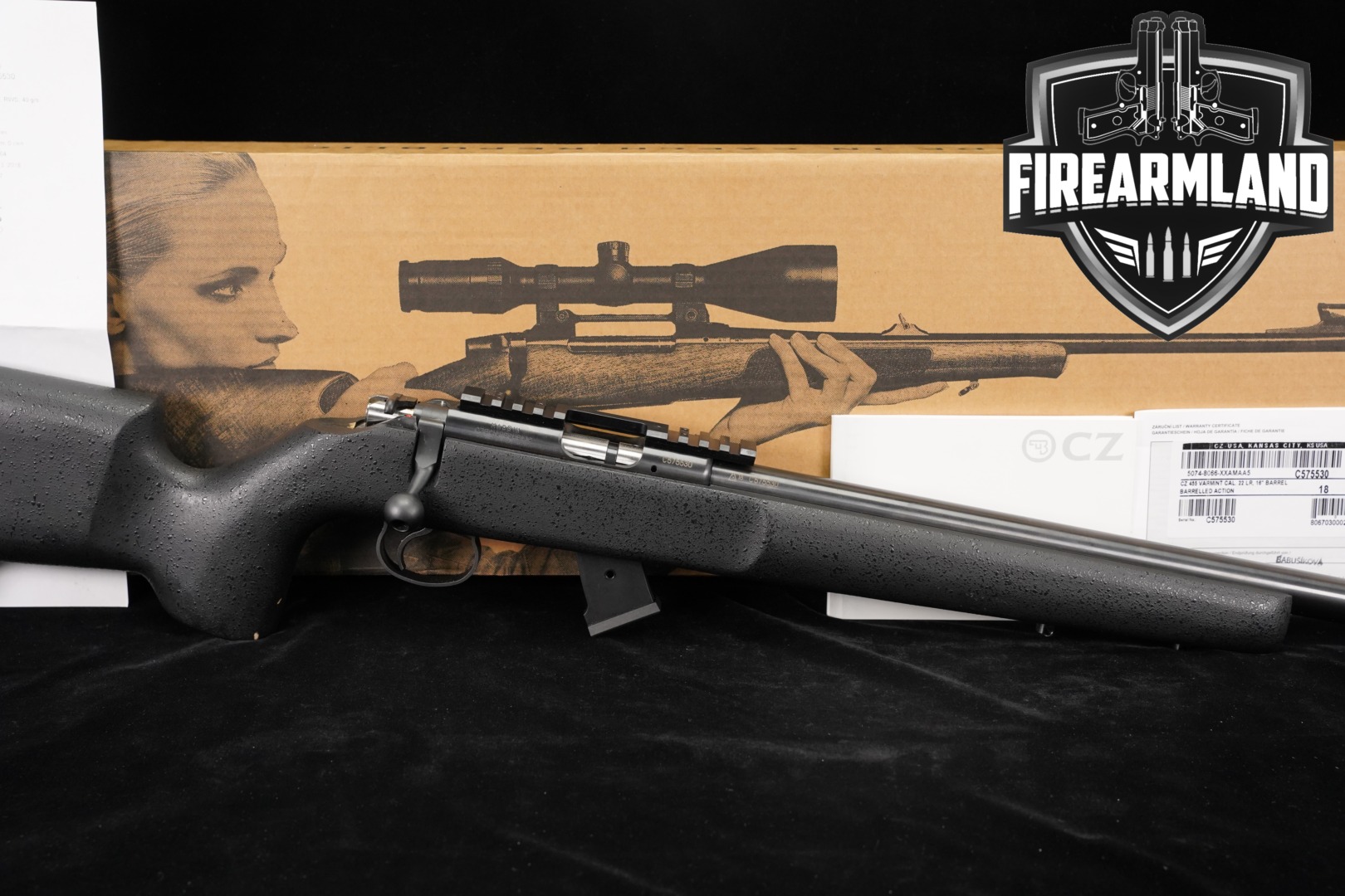 CZ 455 Varmint Tacticool Suppressor-Ready .22 LR Blued & Black Laminate in Good Condition Thumbnail