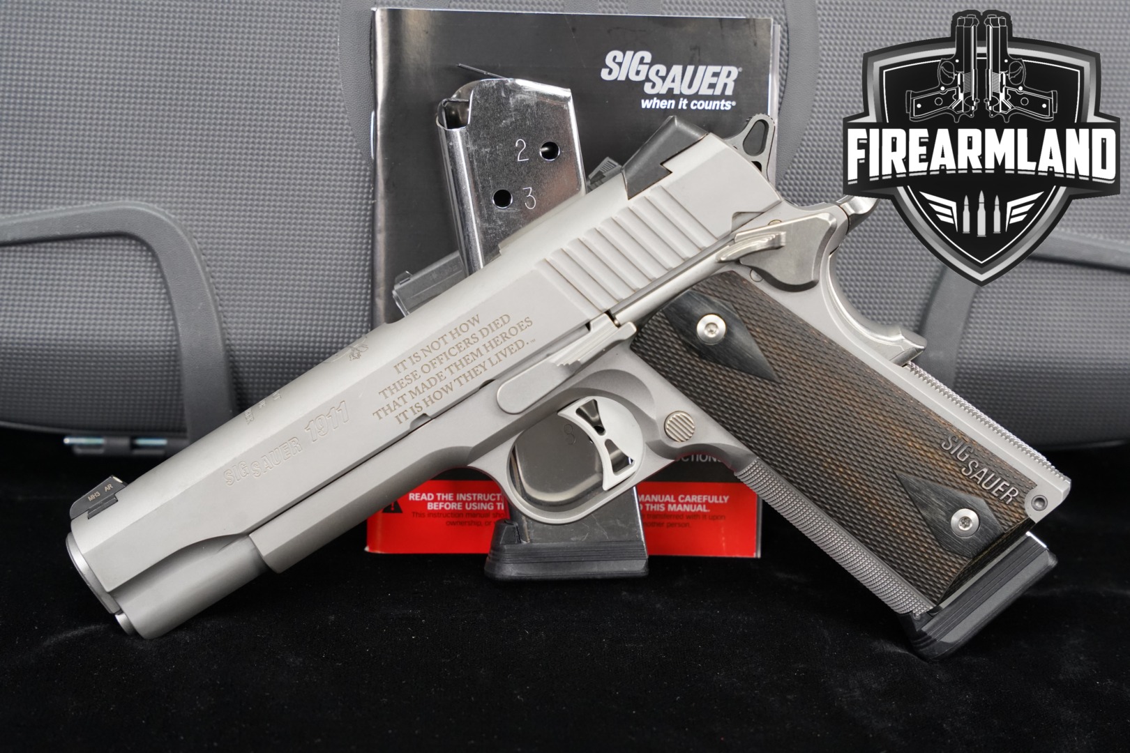 2019 Sig Sauer 1911 Stainless NLEOMF Fallen Officer Commemorative; Kroll International Exclusive .45 ACP Matte Stainless in Good Condition Thumbnail