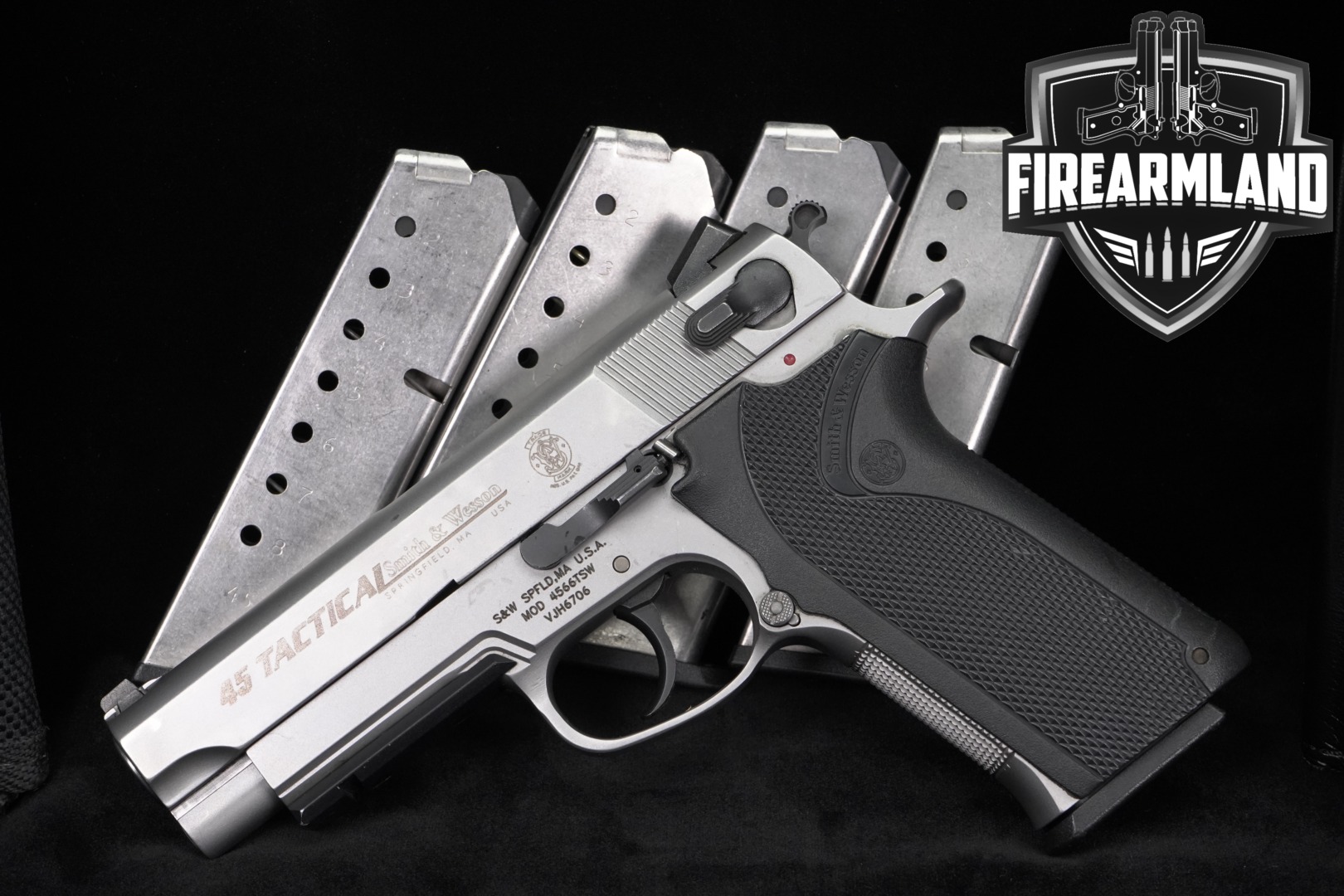 Smith & Wesson (S&W) Model 4566 TSW, 45 Tactical .45 ACP Stainless in Good Condition Thumbnail