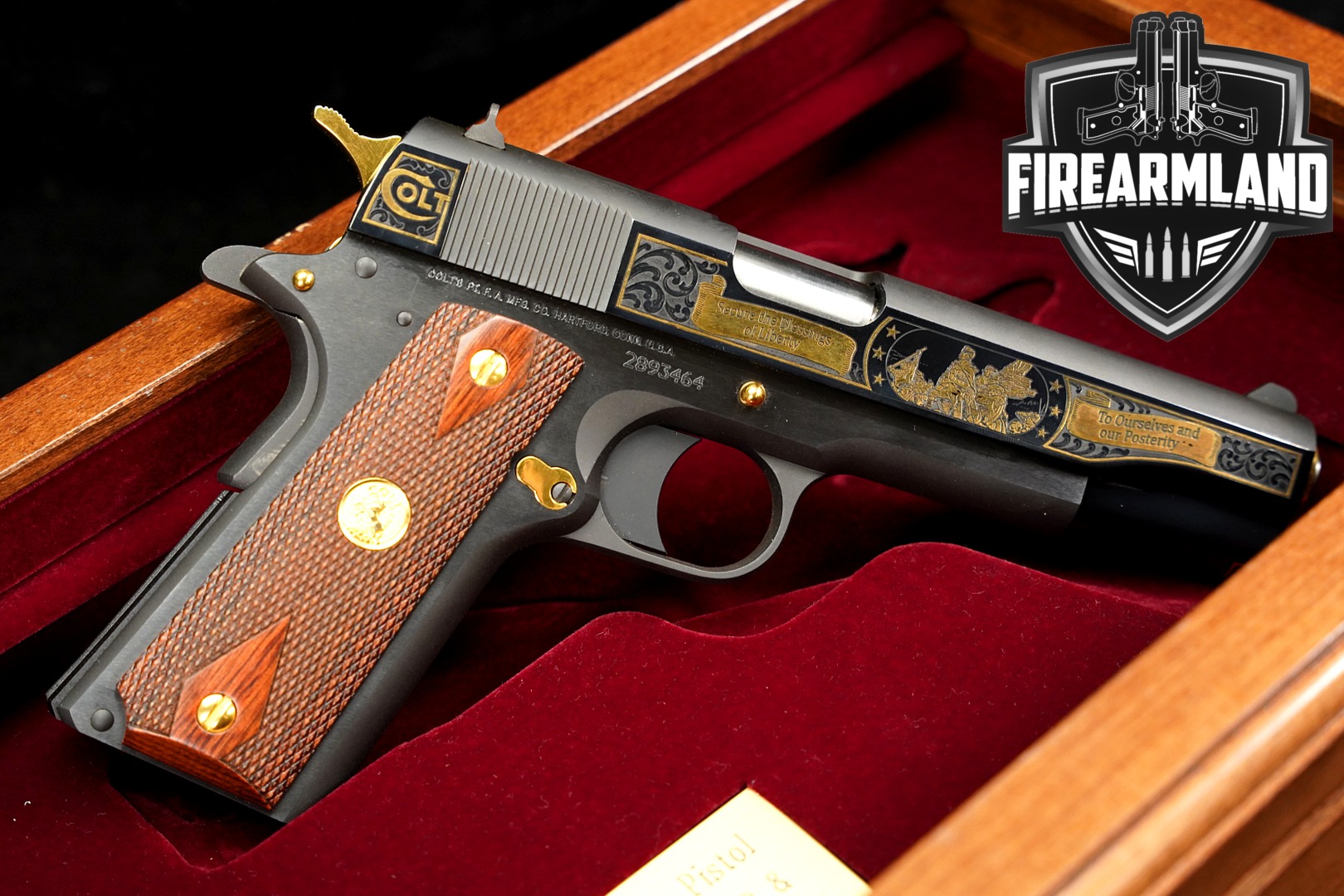 Colt Government Model America Remembers "We The People" Tribute Pistol, Edition of 1000 .45 ACP Blued with Gold Inlay in Very Good Condition Thumbnail