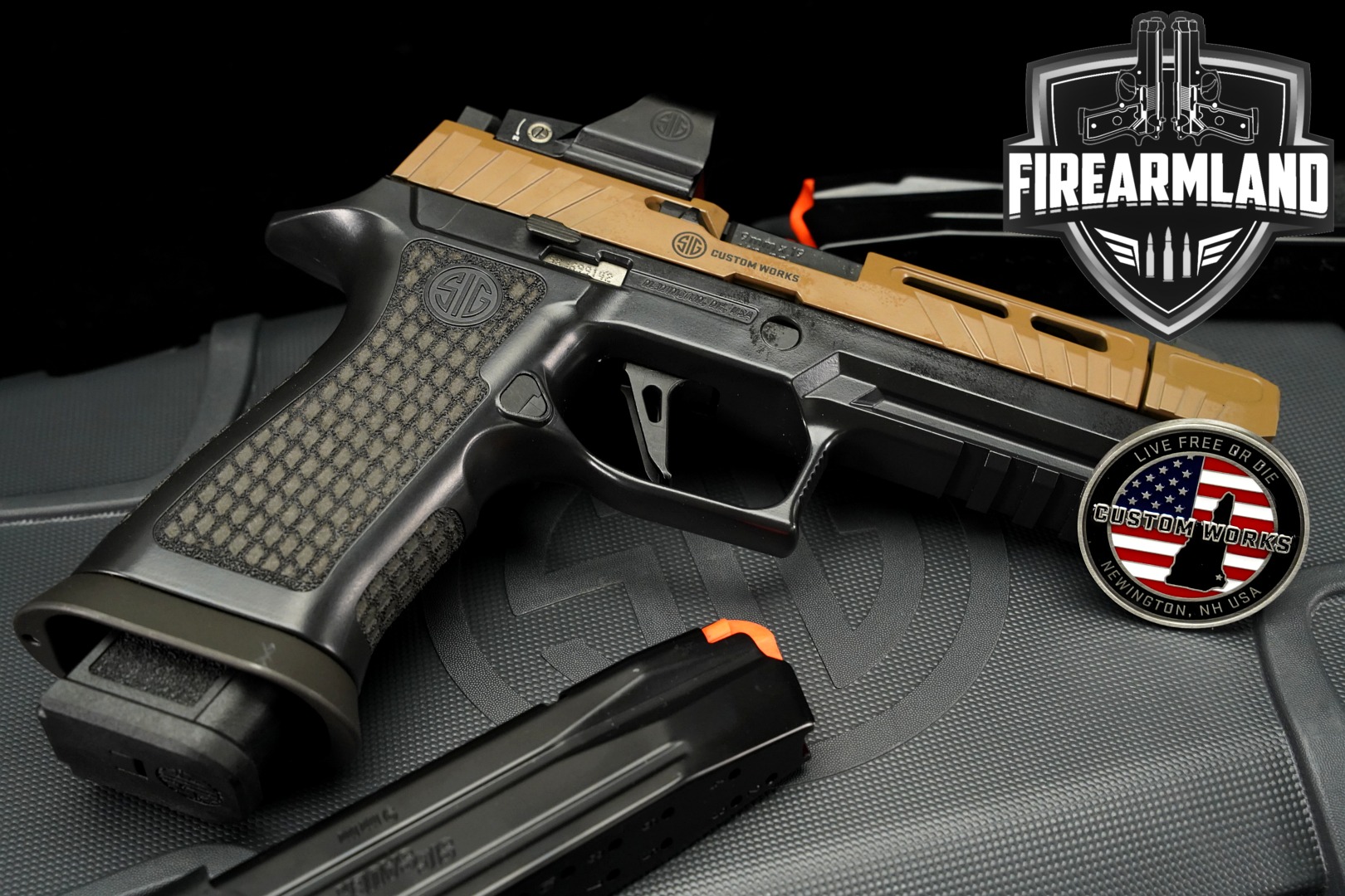 Sig Sauer P320 Spectre Comp, Custom Works 9mm Luger Two-Tone Coyote Tan in Very Good Condition Thumbnail