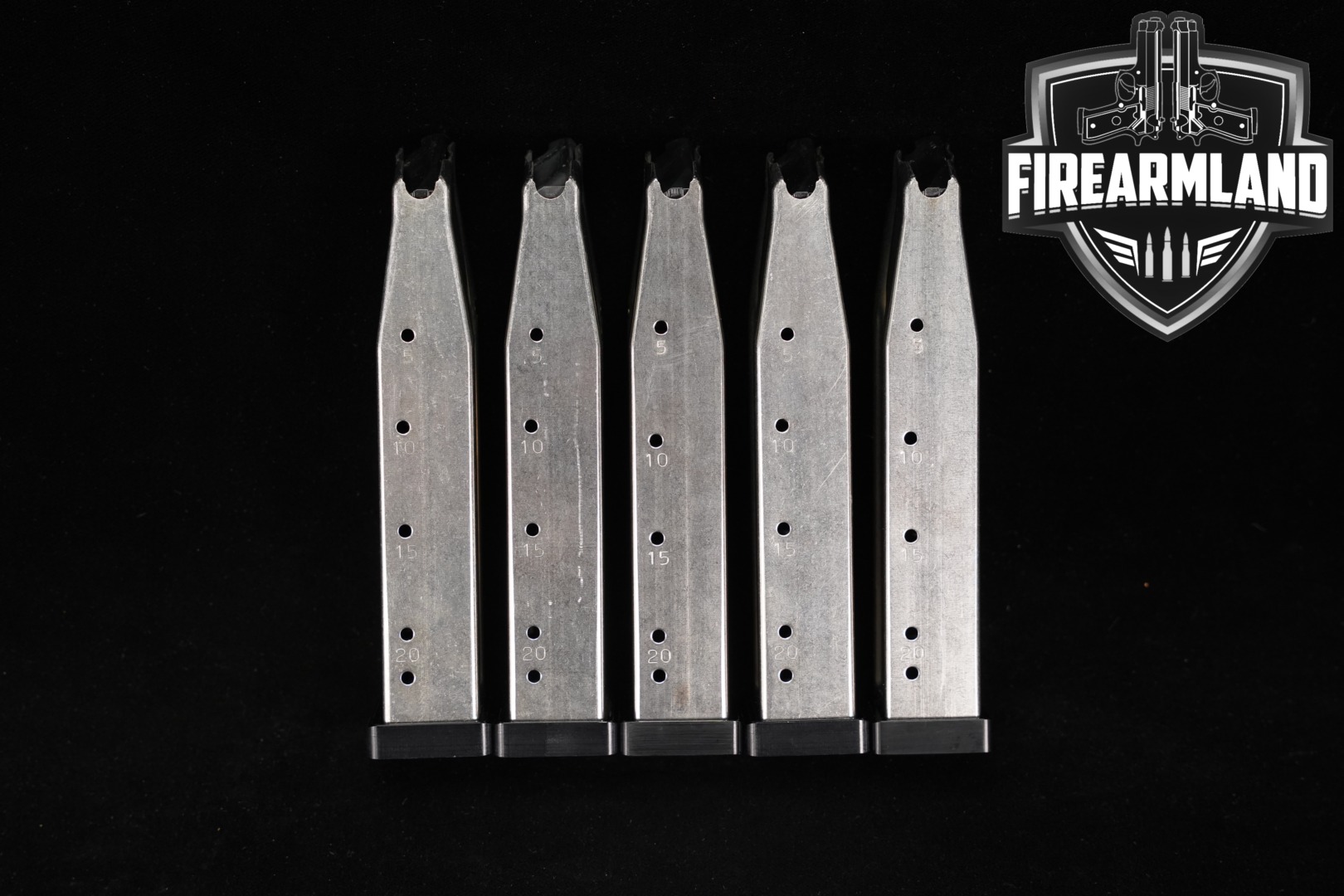 Atlas Gunworks FIVE (5) 2011 DS 1911 21 Round 140MM Magazines 9mm Luger in Excellent Condition Thumbnail