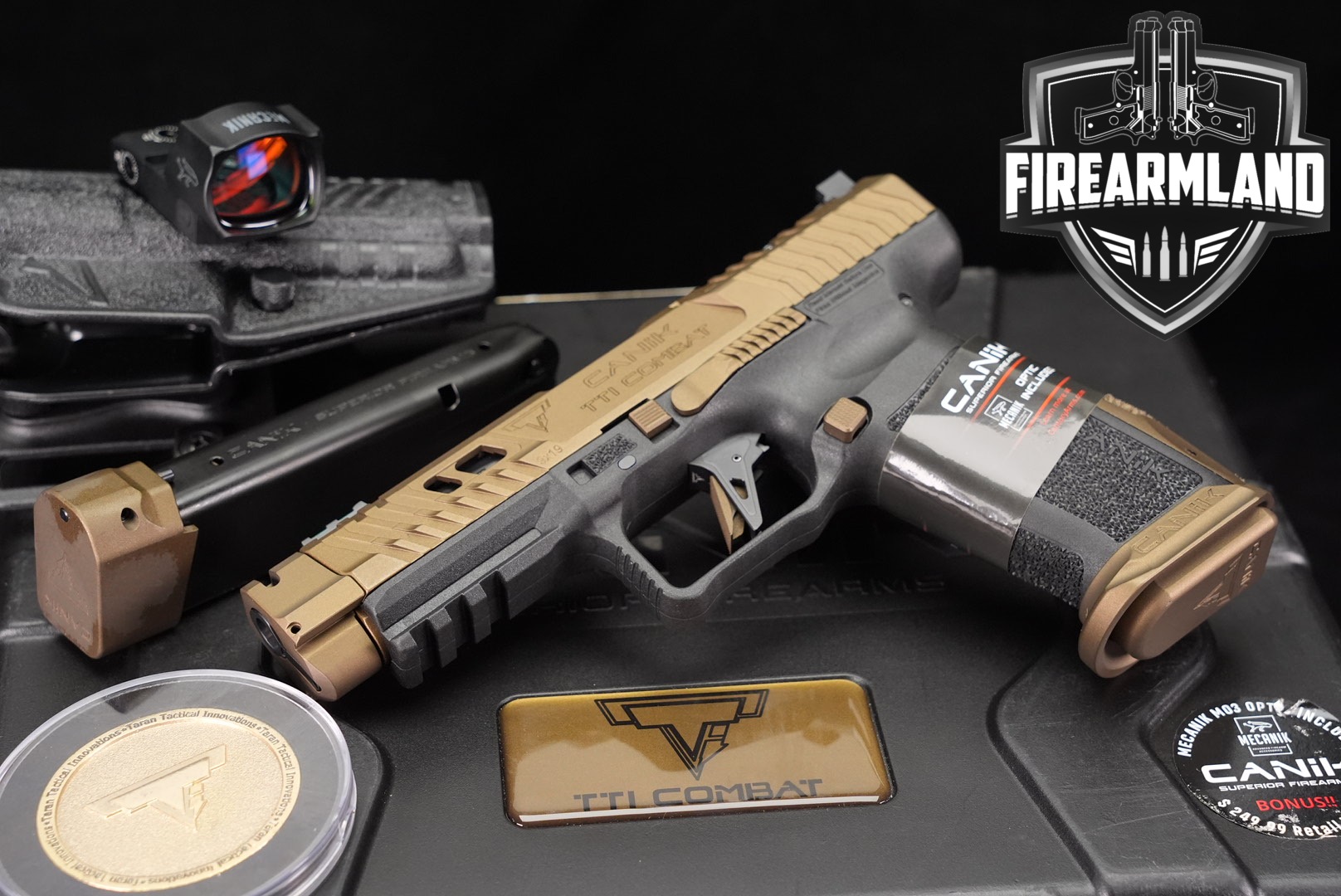 Canik TTI Combat 9mm 4.74" Bronze COMP +2 MAGS, ORIG BOX, MECANIK OPTICS-img-0