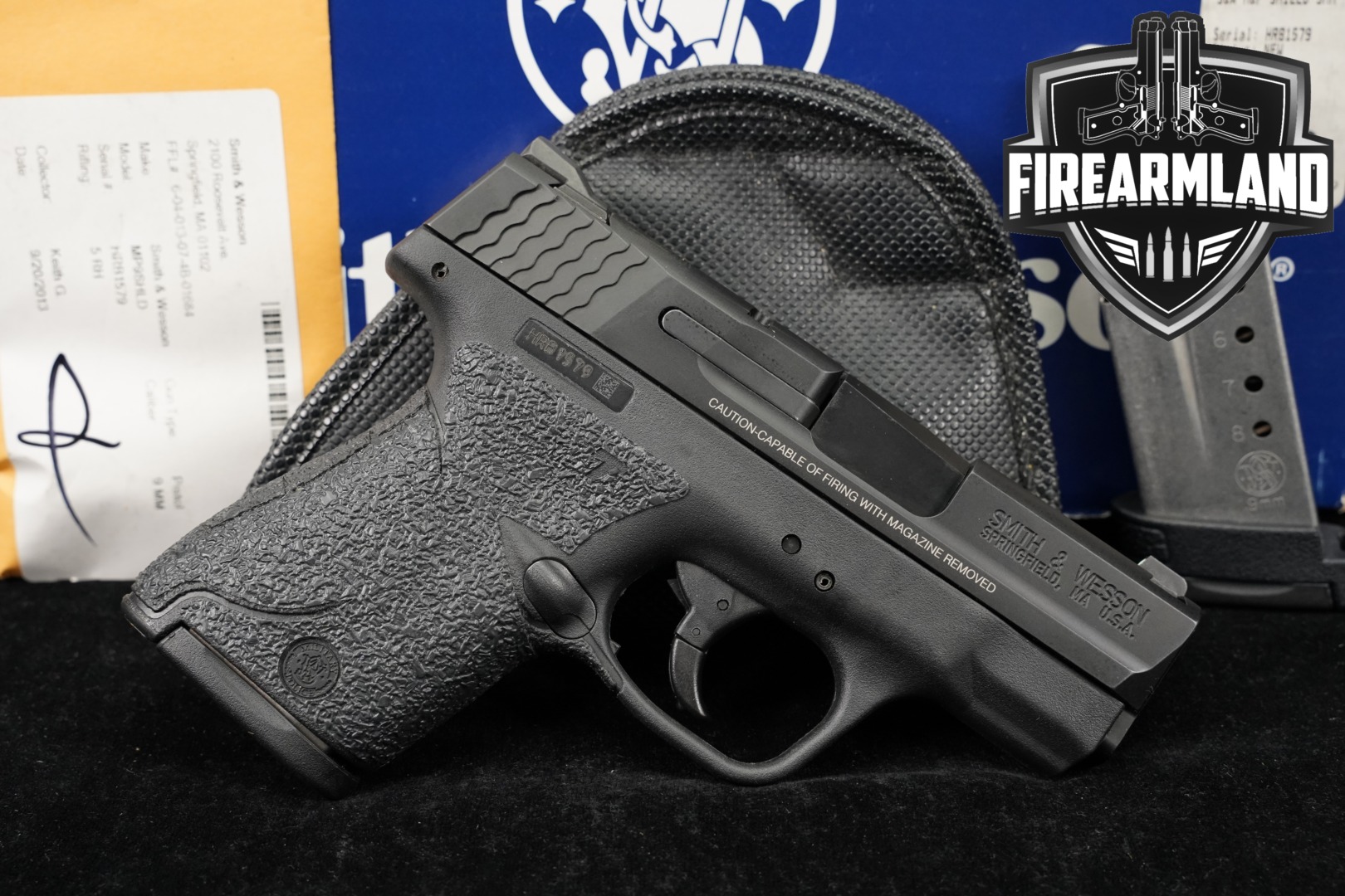 Smith & Wesson (S&W) M&P 9 Shield Manual Thumb Safety 9mm Luger Black in Very Good Condition Thumbnail