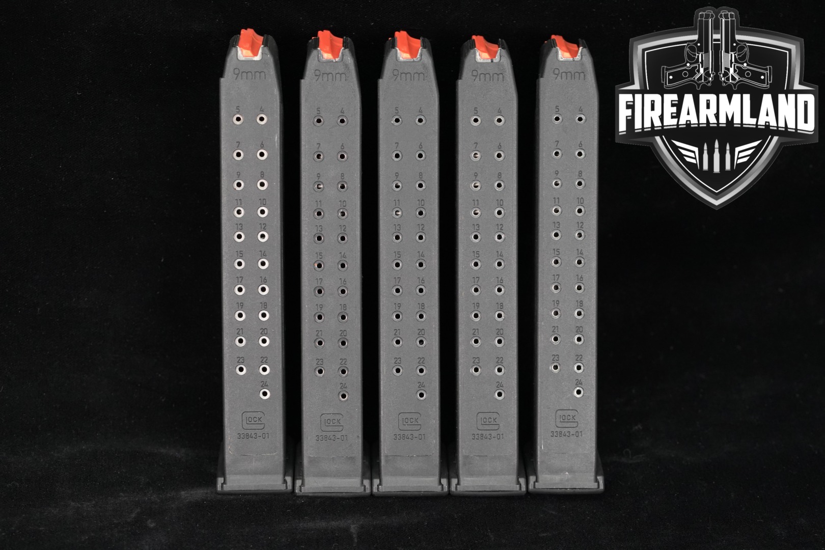 Glock 24 Rd Magazines x5 9mm Luger in Very Good Condition Thumbnail