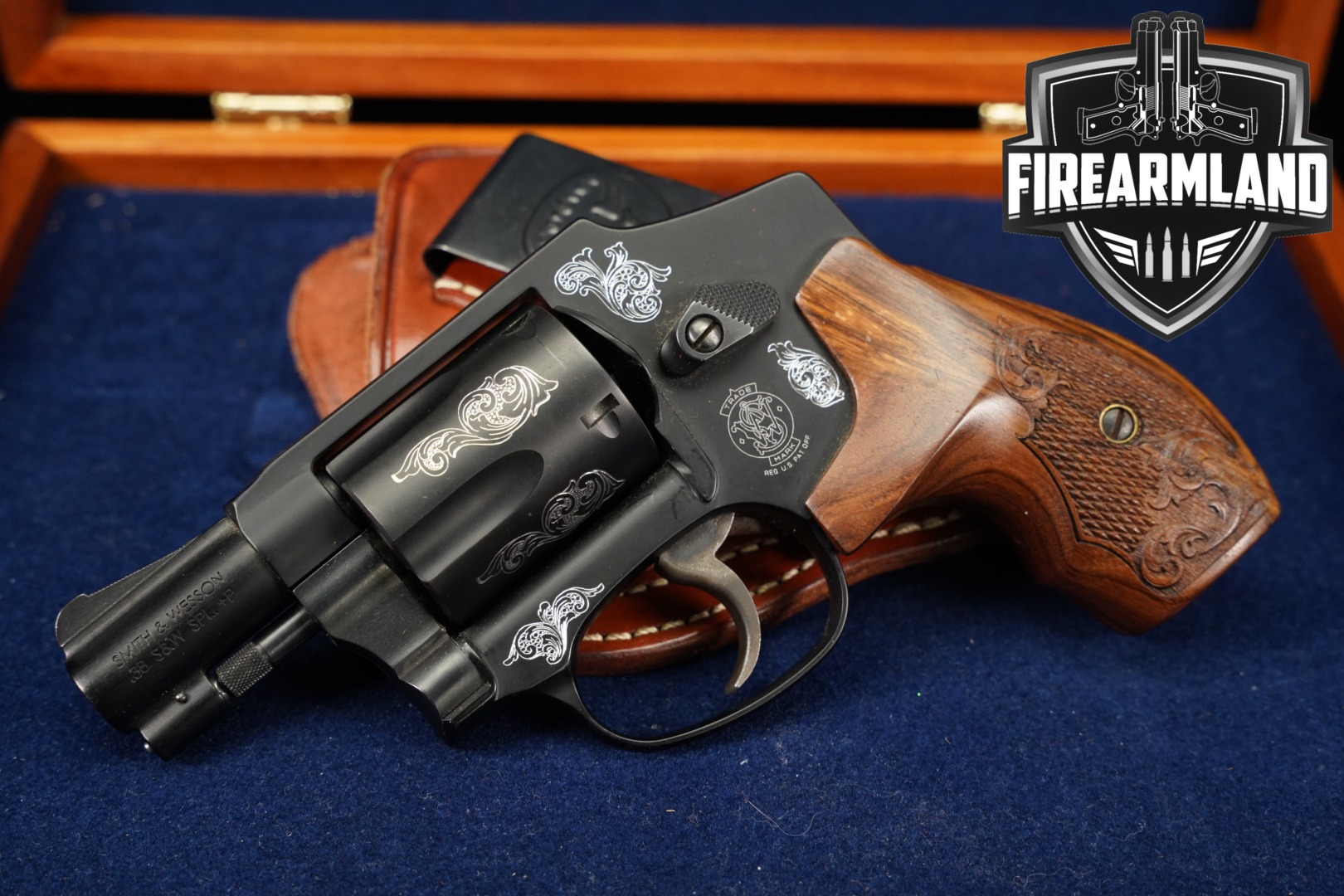 Smith & Wesson Model 442-1 Engraved S&W 38 Special +P 1.875" +HOLSTER, CASE-img-0