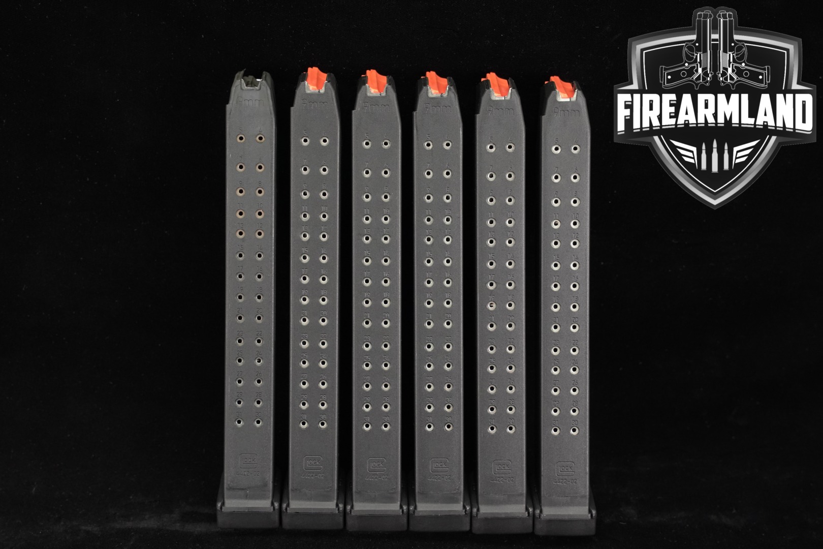 Glock SIX (6) 31 Round Extended Magazines 9mm Luger in Excellent Condition Thumbnail