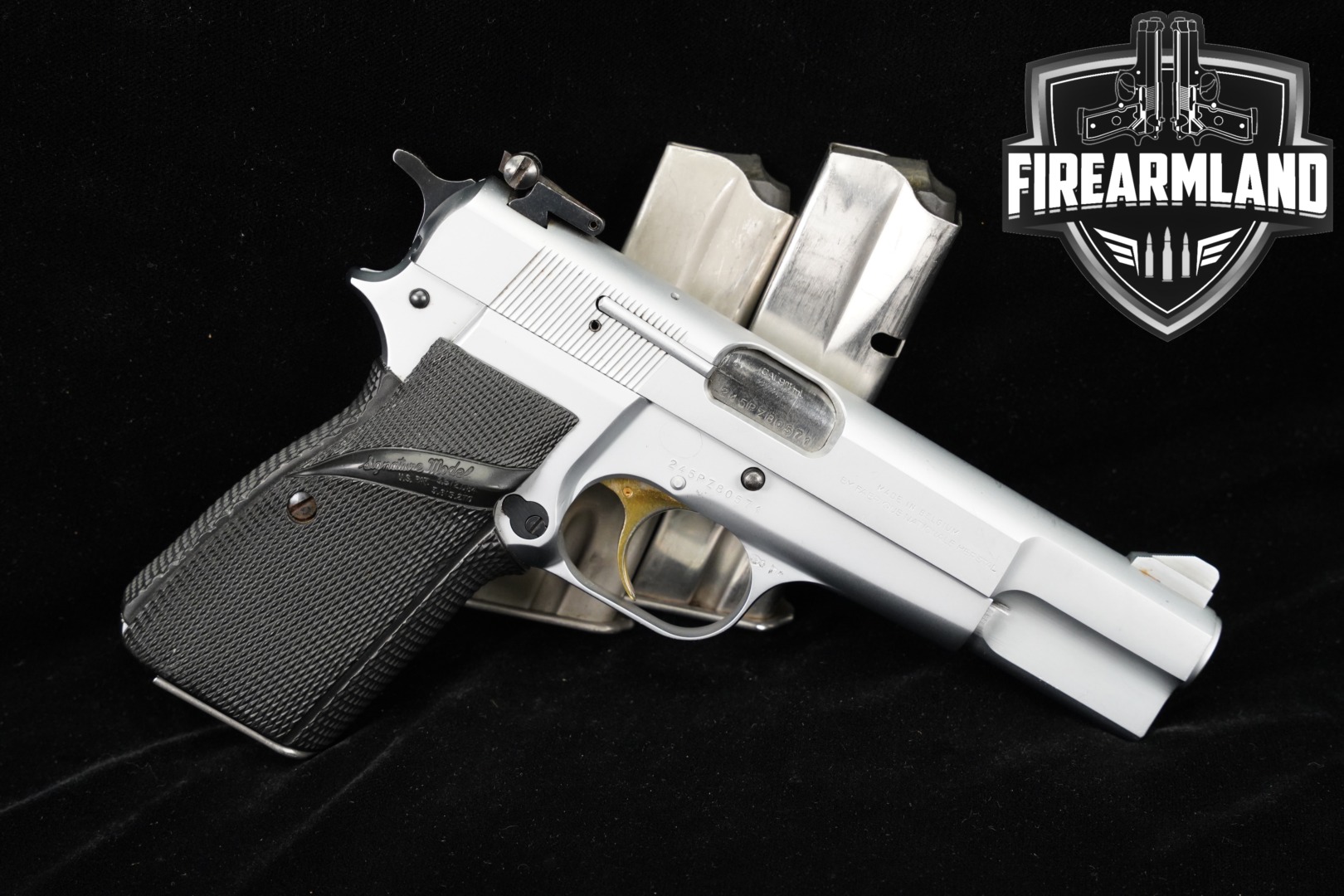 Browning Hi-Power Silver Chrome 9mm 4.625" BHP +3 MAGS-img-0