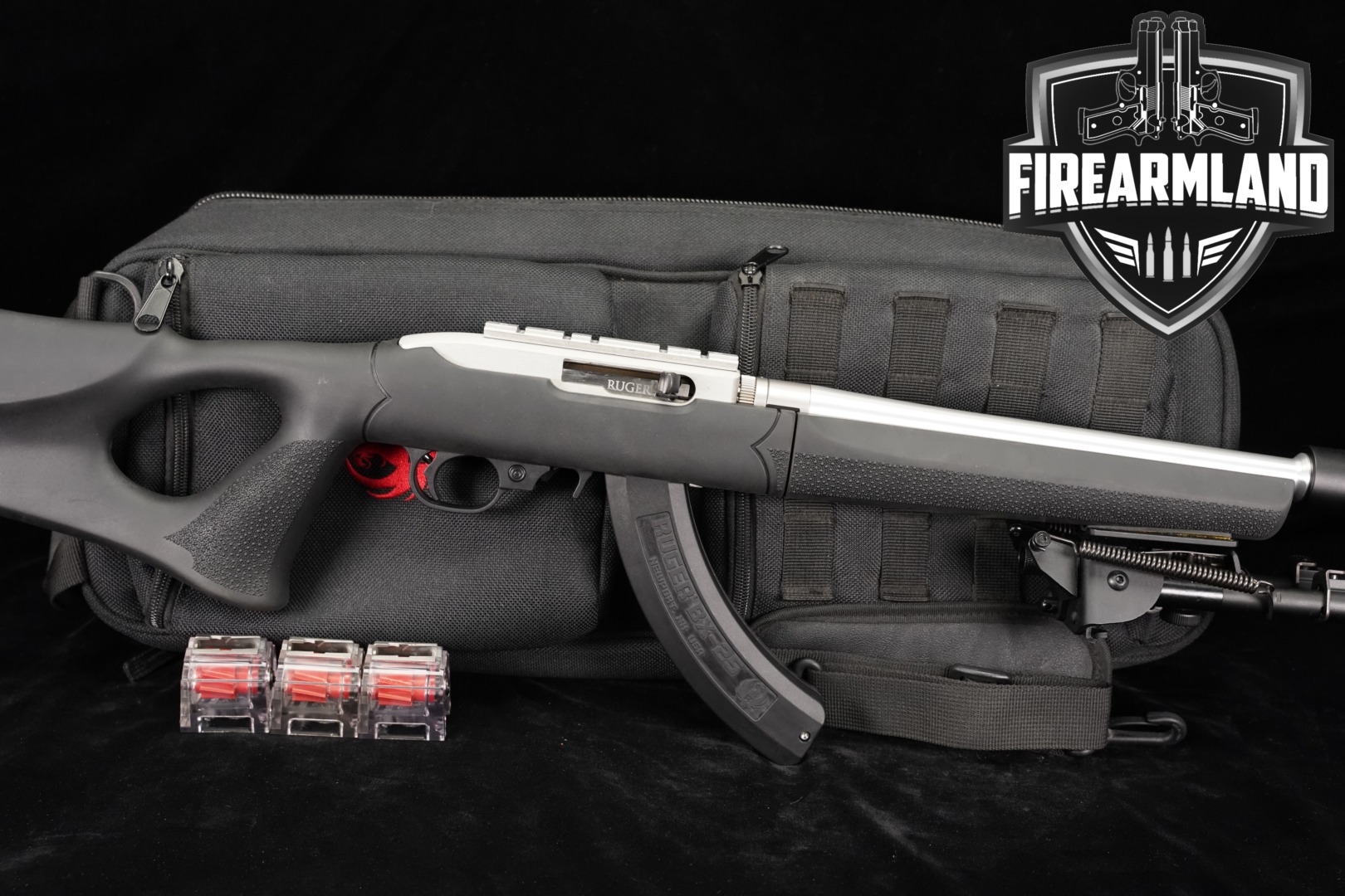 2015 Sturm Ruger 10/22 Takedown Tactical Solutions SB-X; Hogue Thumbhole Stock .22 LR Two-Tone Silver & Black in Very Good Condition Thumbnail