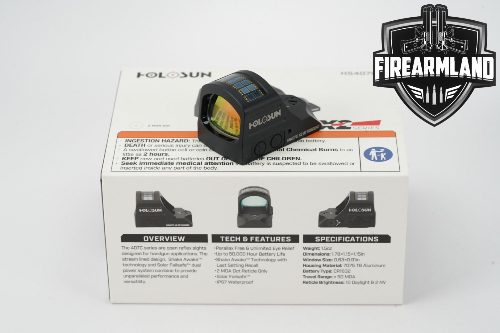 Holosun HS407C X2 2 MOA Red Dot Sight HS 407C 407-C +ORIG BOX-img-0
