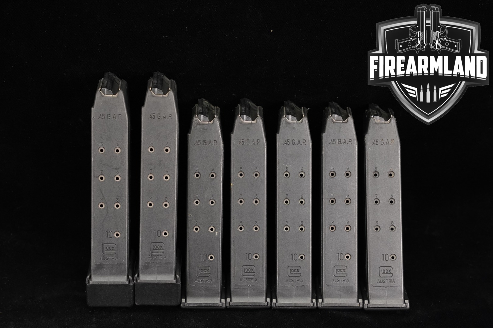 Glock 7x 10rd 45 G.A.P. Magazines .45 GAP in Good Condition Thumbnail