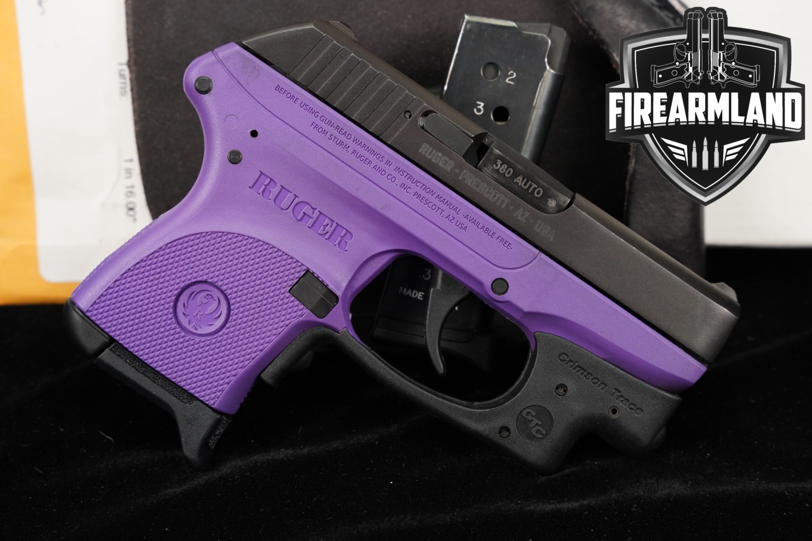 Ruger LCP Gen 1 380 ACP 2.75" Purple +2 MAGS, ORIG BOX & CT LASERGUARD-img-0