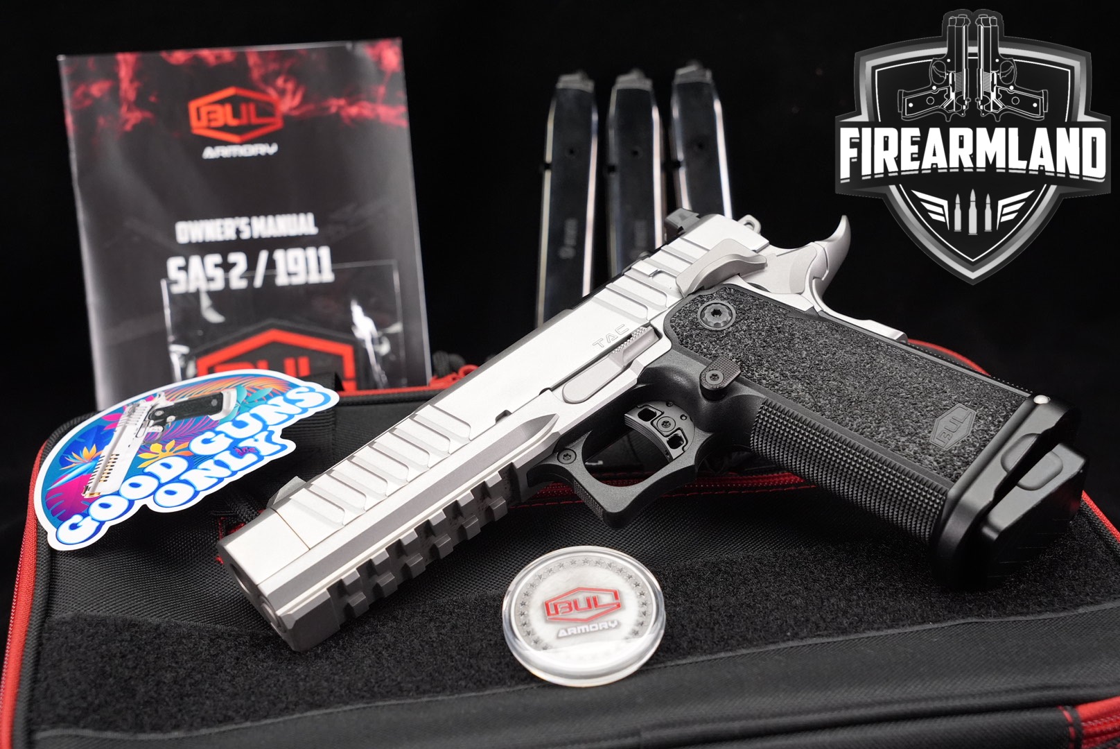 BUL Armory SAS II TAC COMP 9mm OR 5" 1911 2011 PORT +4 MAGS & ORIG BOX-img-0