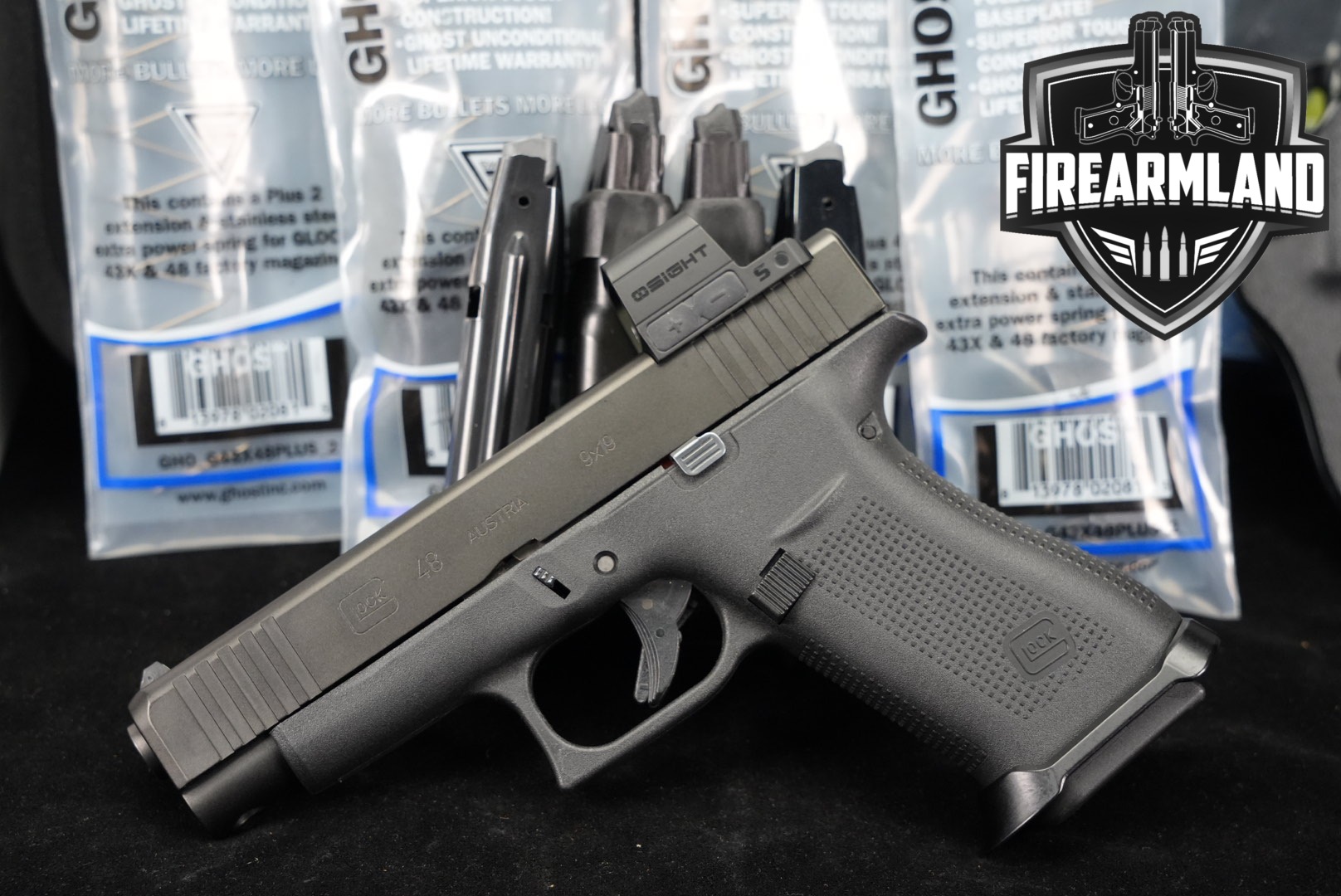 Glock 48 G48 Slimline 9mm 4.17" +5 MAGS, ORIG CASE, HOLSTER, OSIGHT OPTICS-img-0