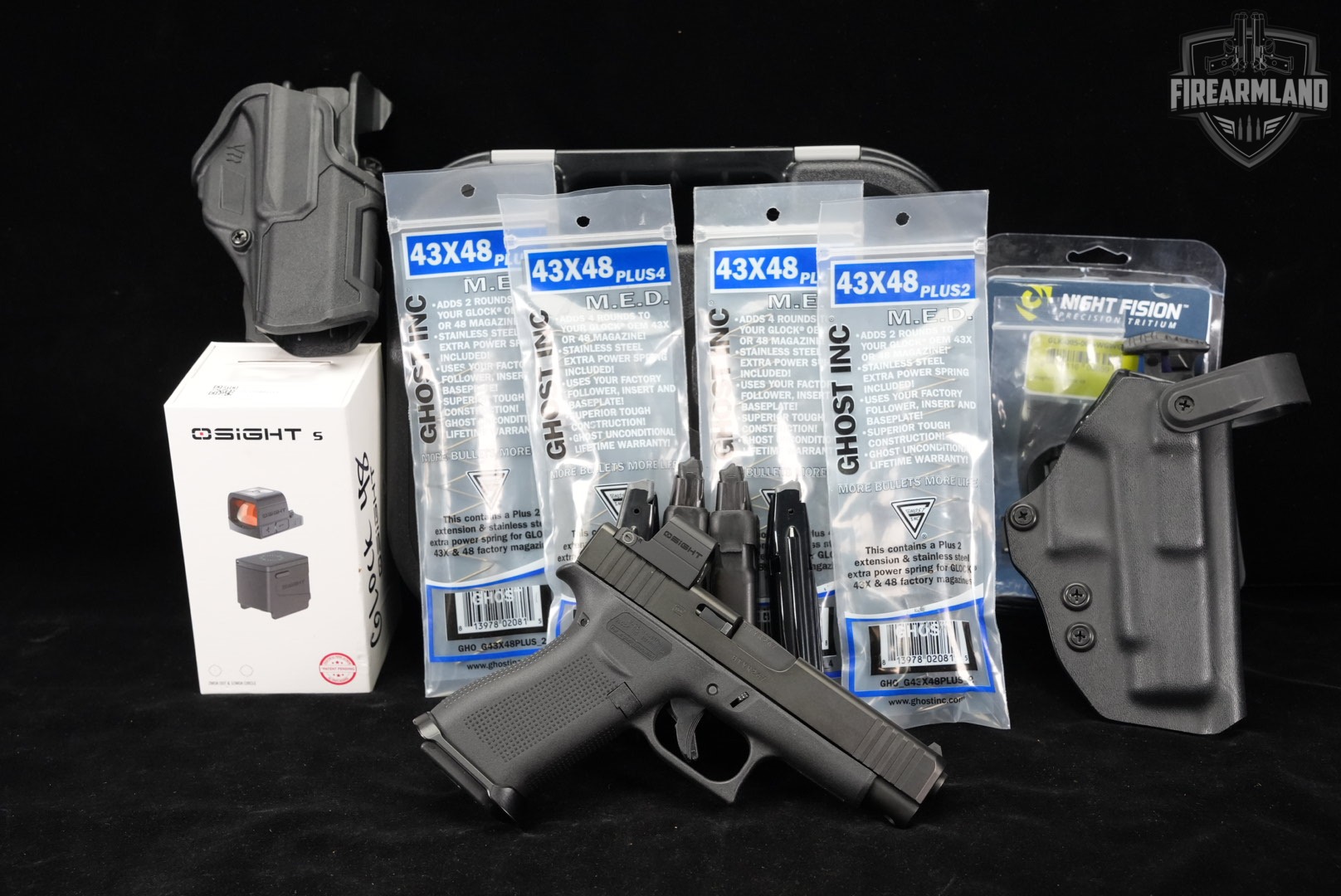 Glock 48 G48 Slimline 9mm 4.17" +5 MAGS, ORIG CASE, HOLSTER, OSIGHT OPTICS-img-2