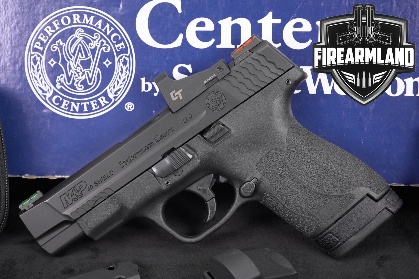 Smith & Wesson (S&W) M&P 40 Shield Performance Center M2.0, 4-inch Optics-Ready, with Crimson Trace Red Dot .40 S&W Black in Excellent Condition Thumbnail