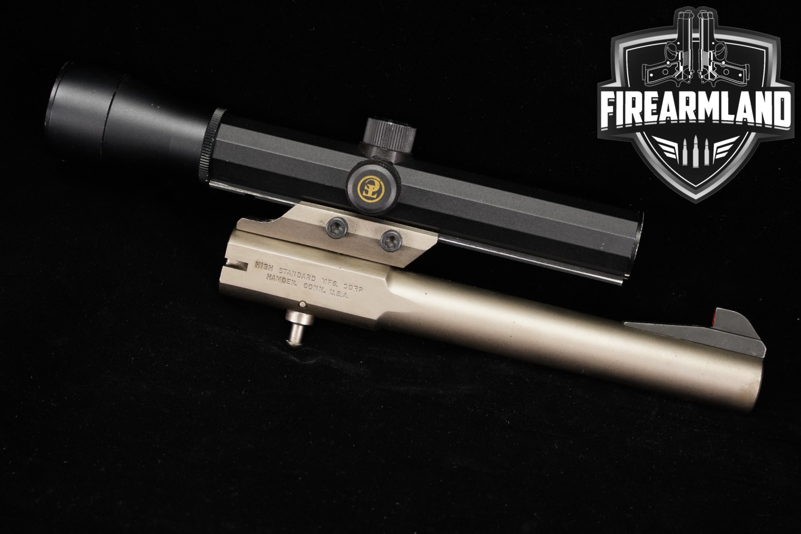 High Standard Target Pistol Barrel with Scope in Good Condition Thumbnail