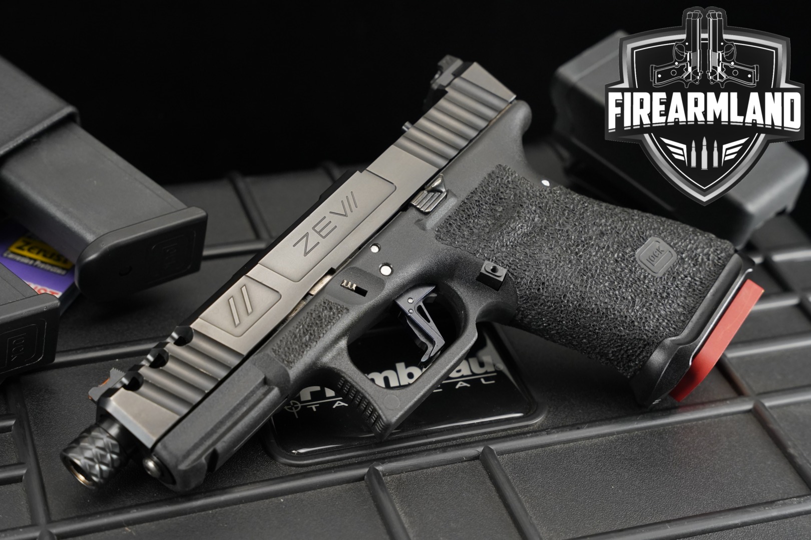 Glock G19 Gen 3; ZEV Custom slide; ZEV Pro barrel 9mm Luger Black in Excellent Condition Thumbnail