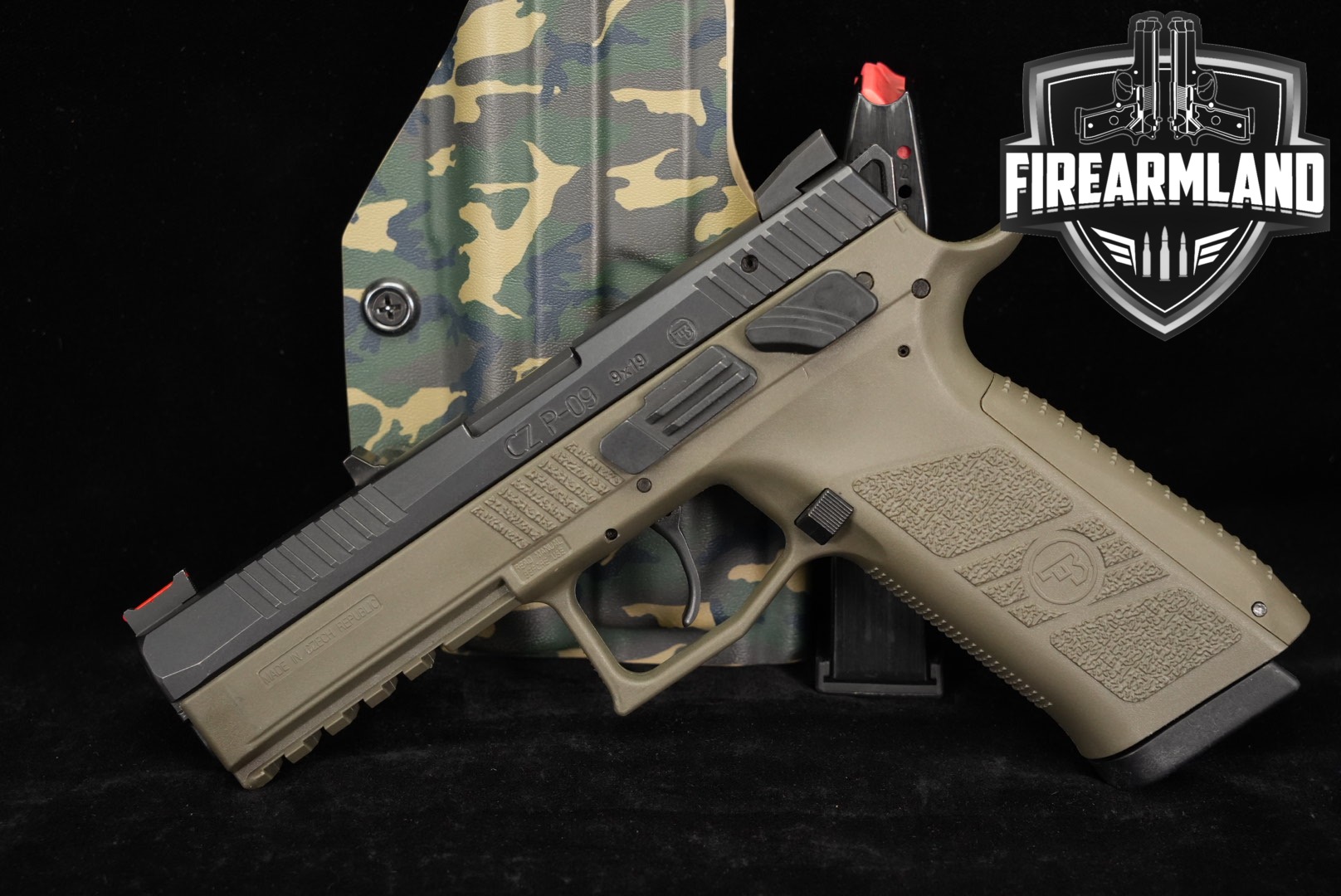 CZ P-09 9mm 4.54" Two-Tone FDE P09 +2 MAGS & HOLSTER-img-0