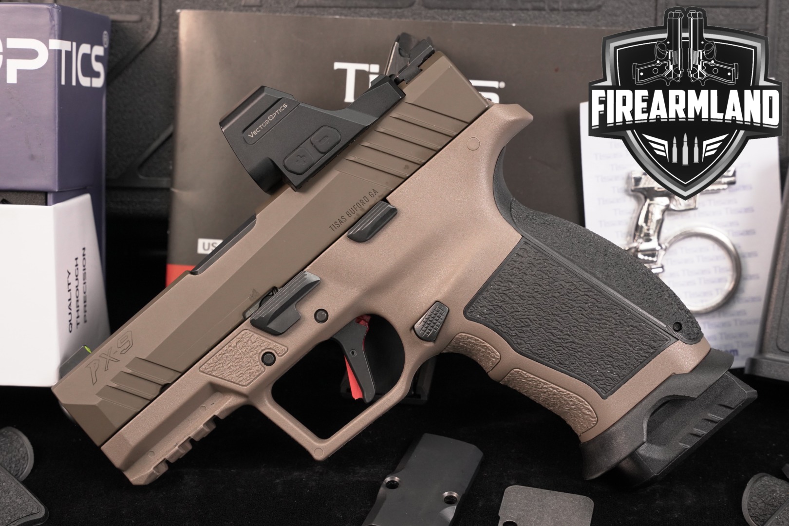 Tisas PX-9 Carry 9mm 3.5" FDE PX9 +2 MAGS, ORIG CASE, VECTOR FRENZY OPTICS-img-0