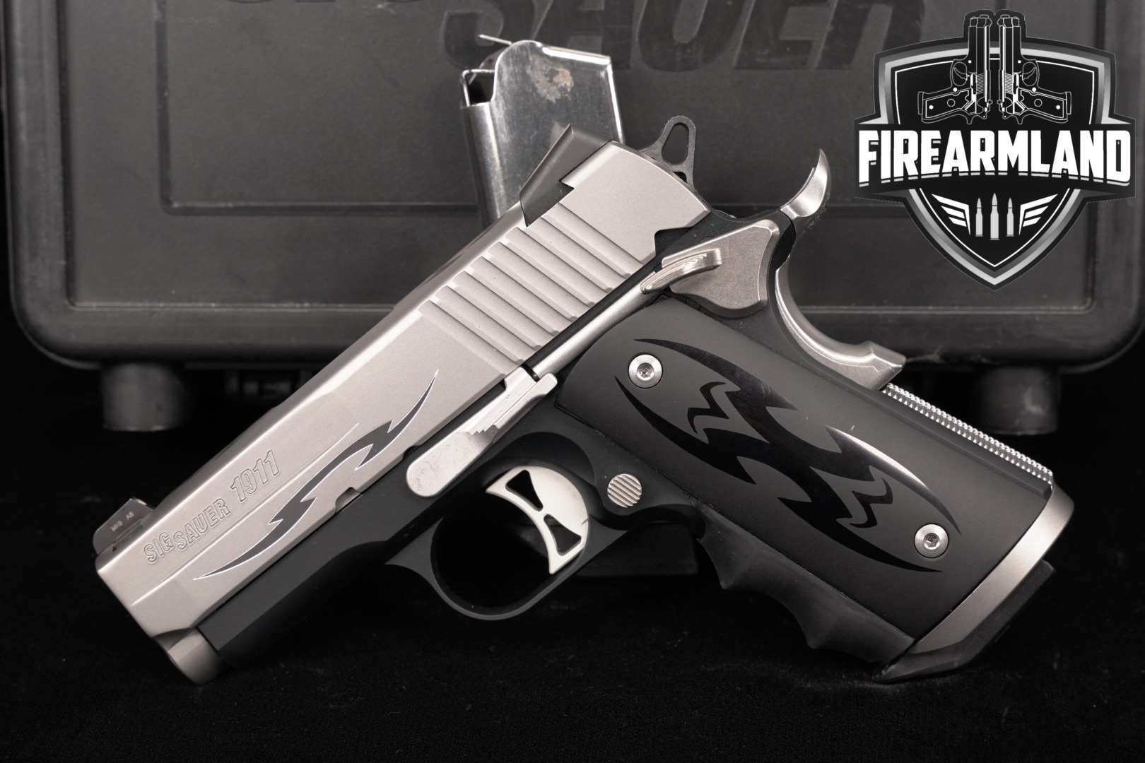 Sig Sauer 1911 Ultra Compact Tribal .45 ACP Two-Tone Stainless in Very Good Condition Thumbnail