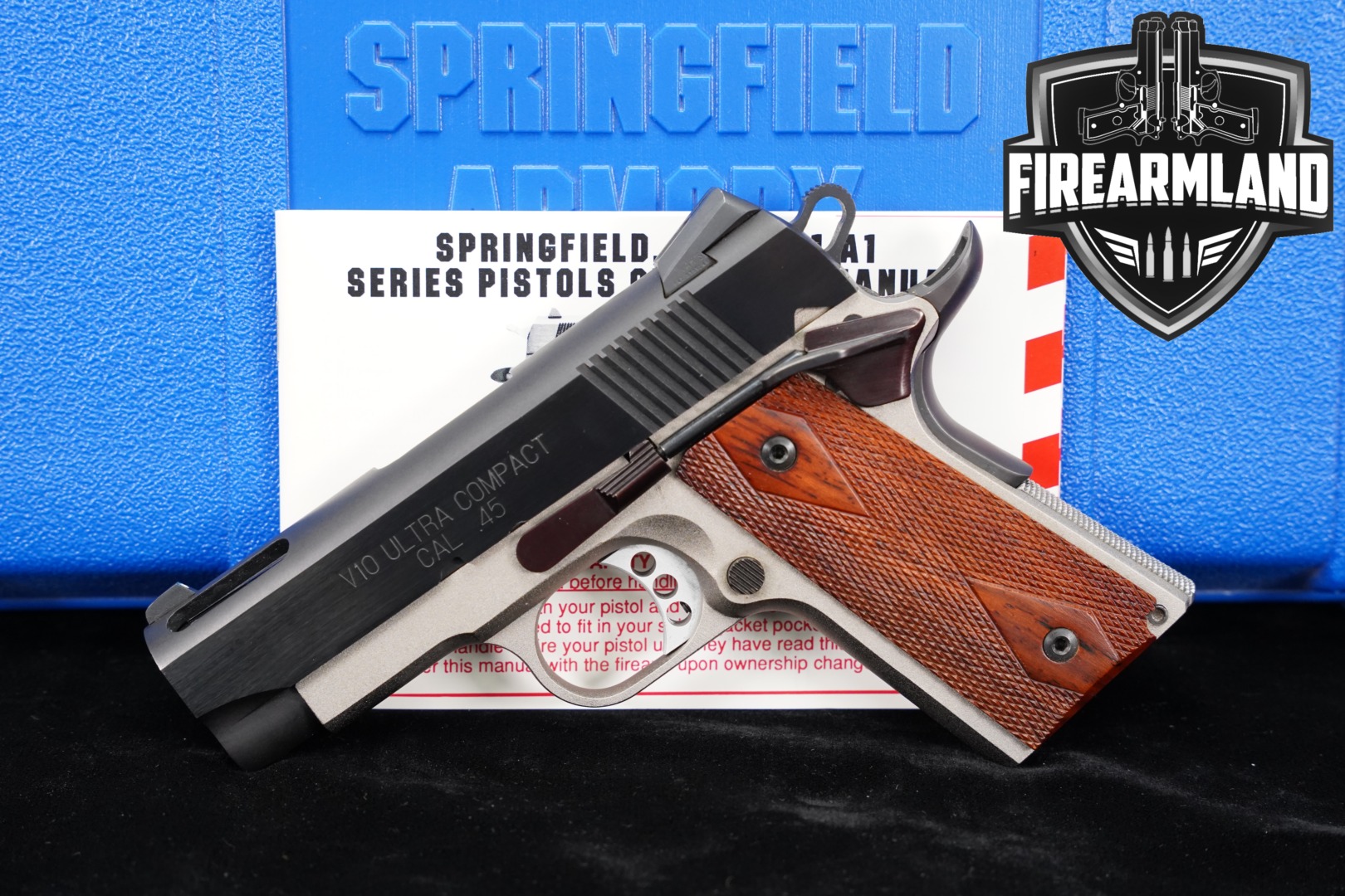 Springfield Armory 1911-A1 V10 Ultra Compact Lightweight .45 ACP Two-Tone Black & Silver in Very Good Condition Thumbnail