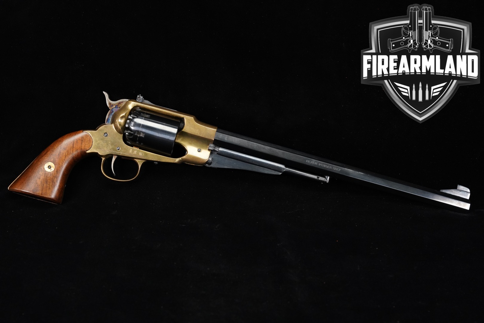 Richland Arms Co Remington 1858 New Model Army .44 cap and ball Brass & Blued in Fair Condition Thumbnail