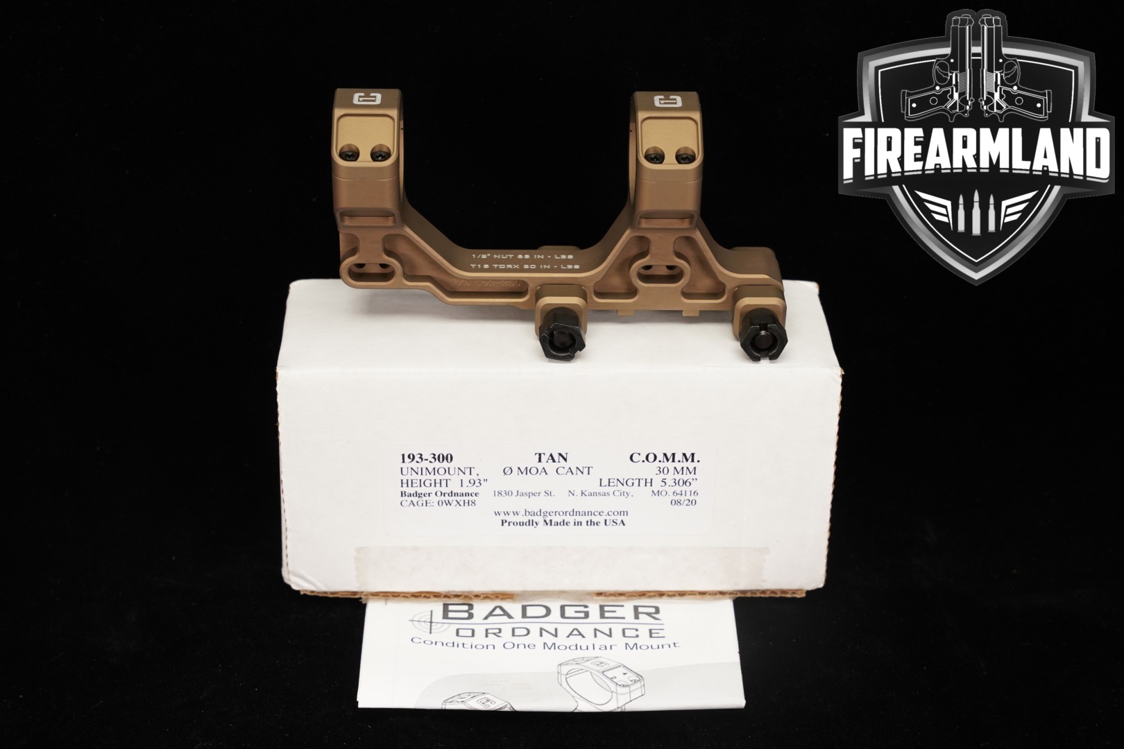 Badger Ordinance 1-Piece UNIMOUNT 193-300 Tan 30mm in Excellent Condition Thumbnail