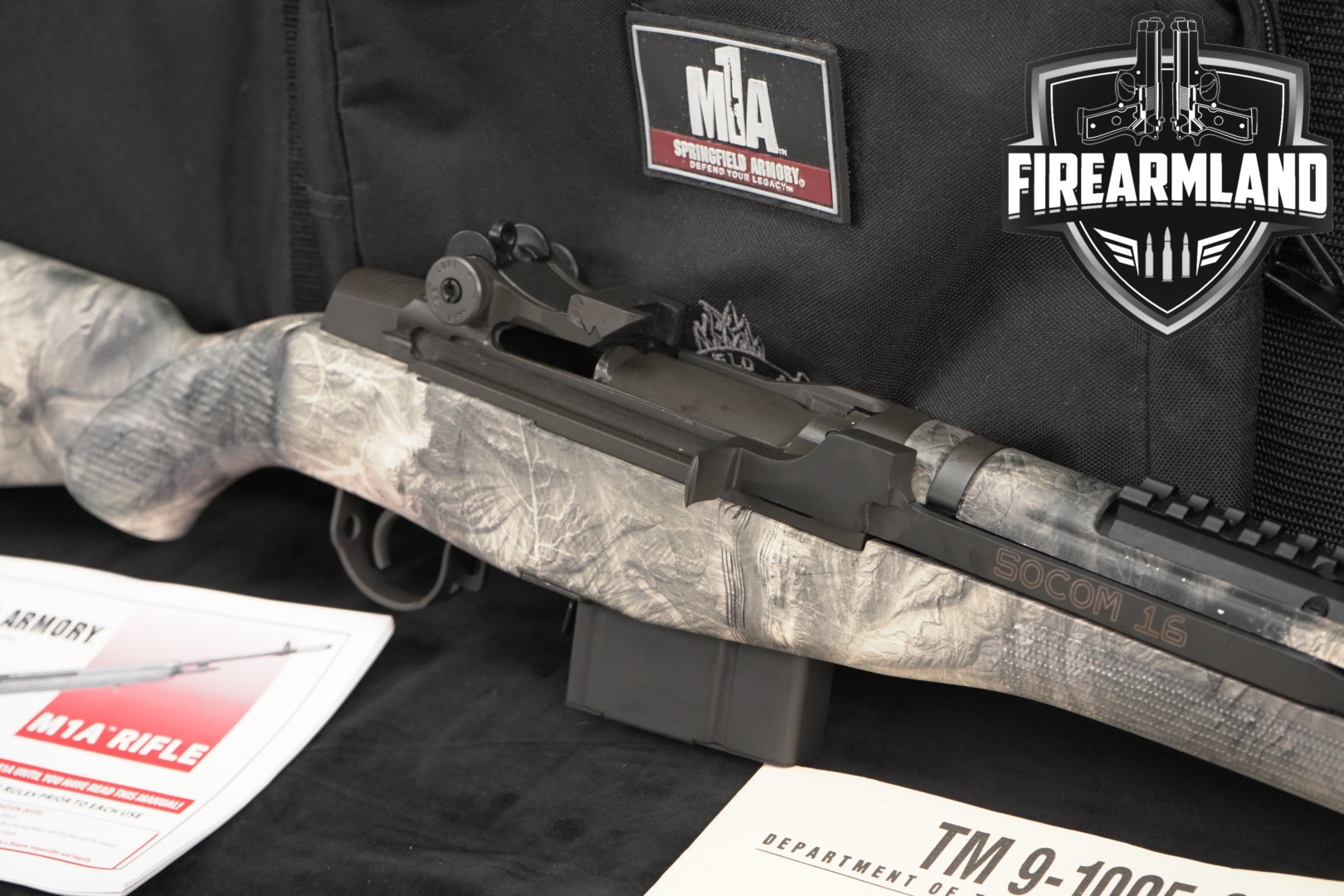 Springfield Armory M1A SOCOM 16 7.62mm NATO (7.62x51) Black & Gray Camo in Good Condition Thumbnail