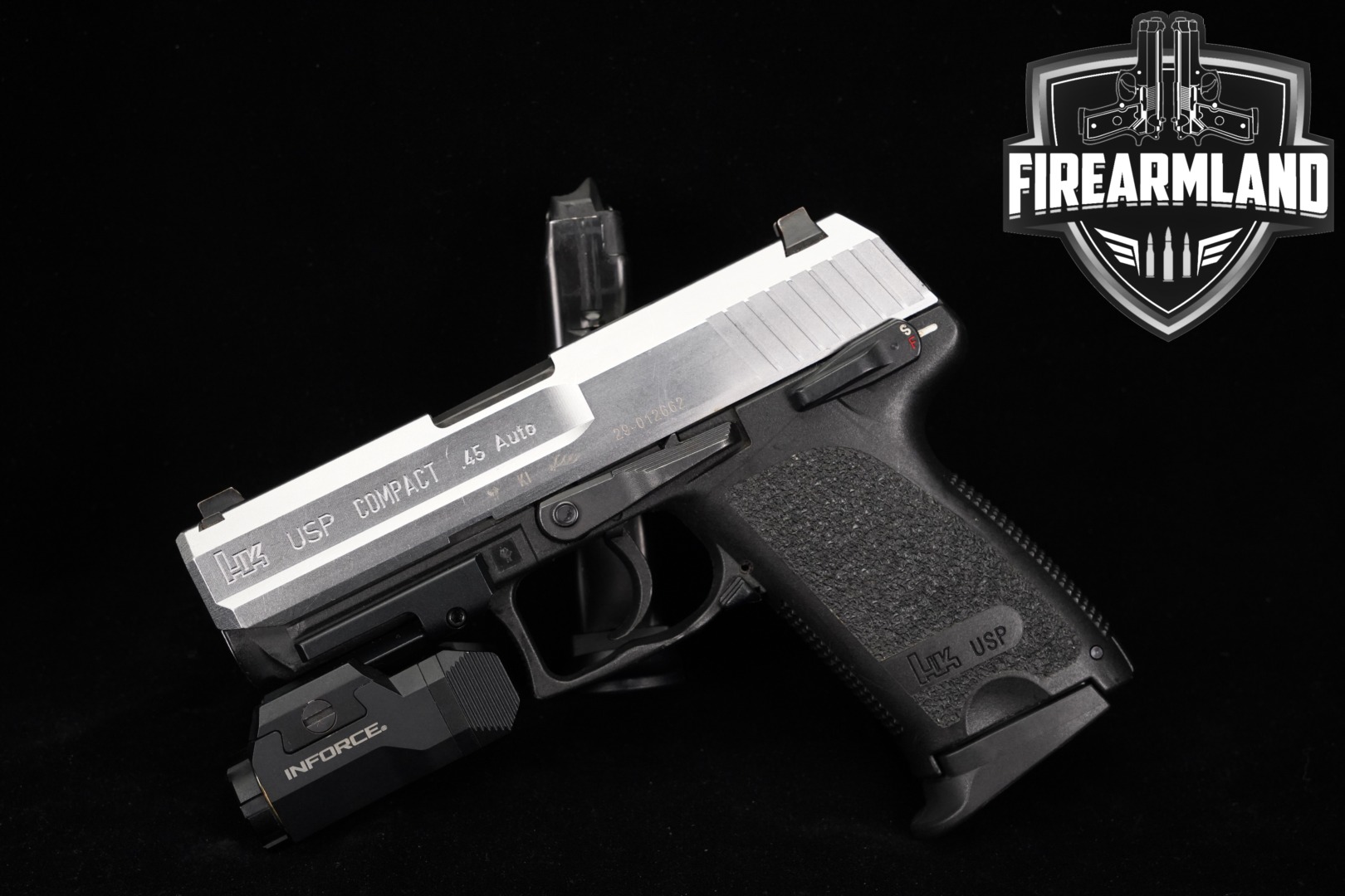 Heckler & Koch (H&K, HK) USP Compact Variant 6 (DAO, Right-Side Safety) .45 ACP Two-Tone Stainless in Very Good Condition Thumbnail