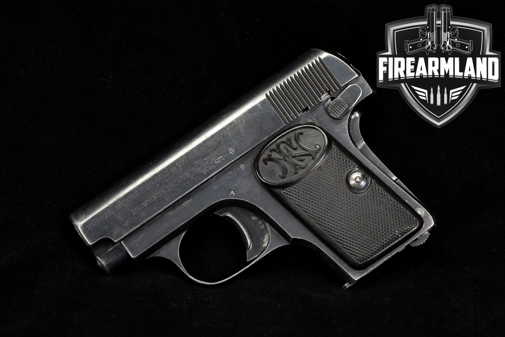 FN Herstal (FNH) Model 1906 Browning Vest Pocket; Second Type (Slide Safety) .25 ACP (6.35mm) Blued in Fair Condition Thumbnail