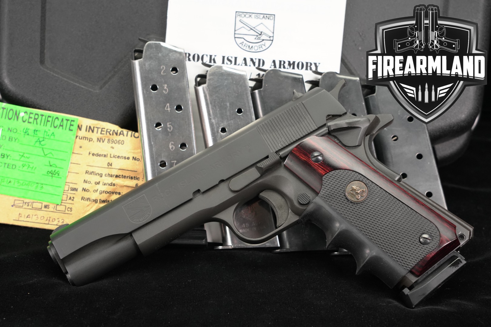Rock Island Armory (RIA) M1911-A1 FS GI Standard .45 ACP Parkerized in Very Good Condition Thumbnail